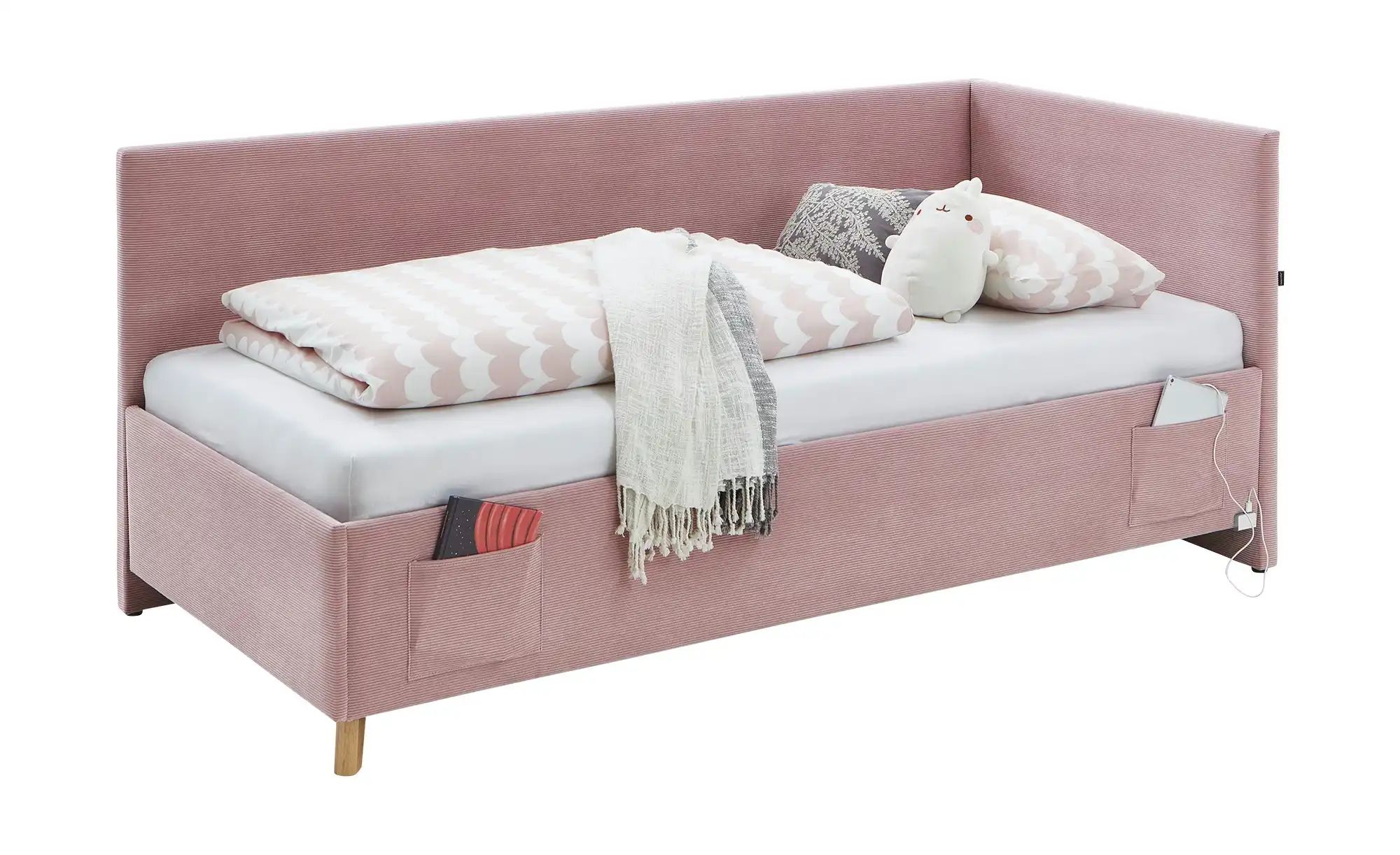 Polsterbett in Cord Cool  rosa/pink  Maße (cm): B: 100 H: 90 | 04255718403728
