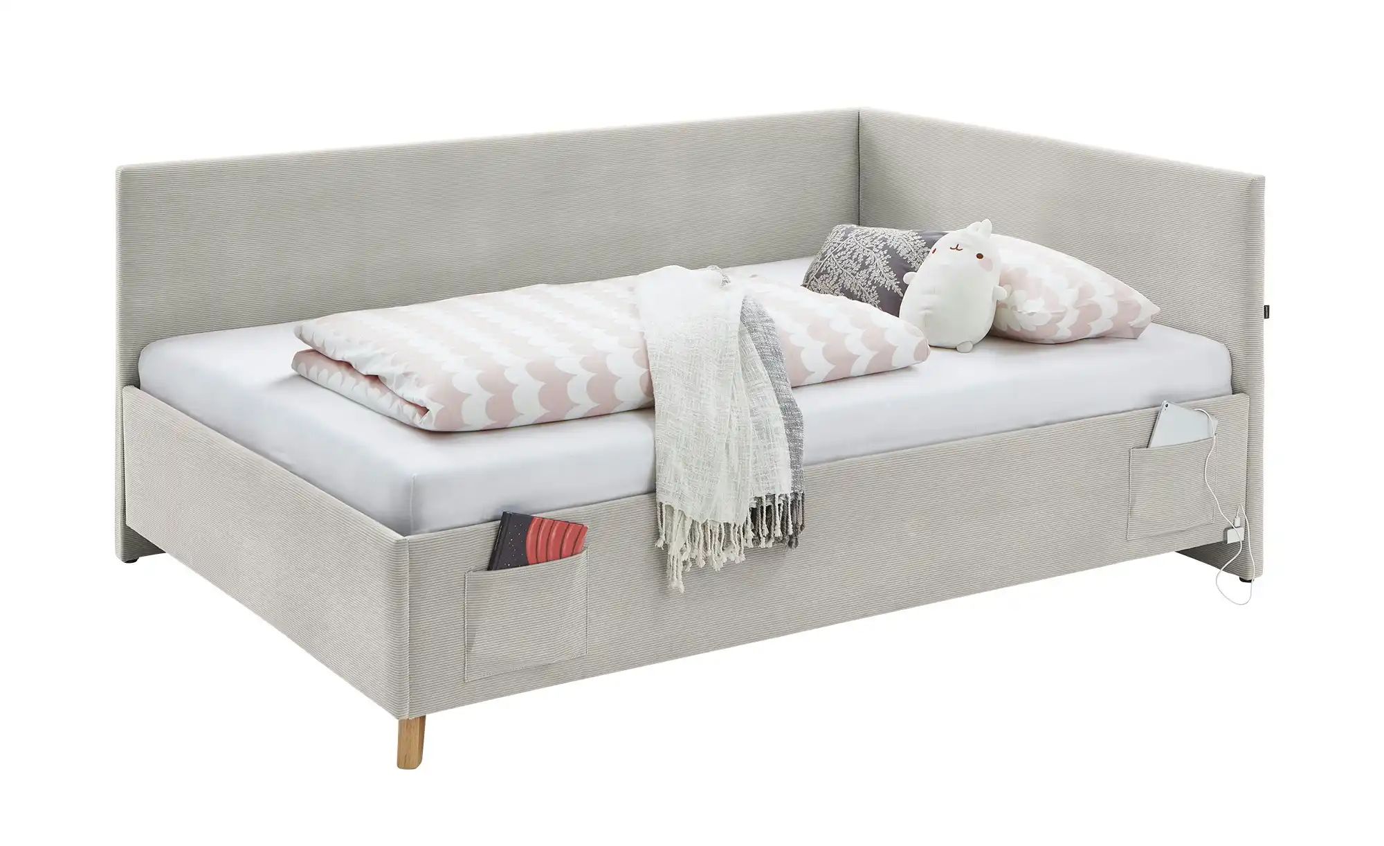 Polsterbett in Cord Cool  beige  Maße (cm): B: 130 H: 90 | 04255718403759