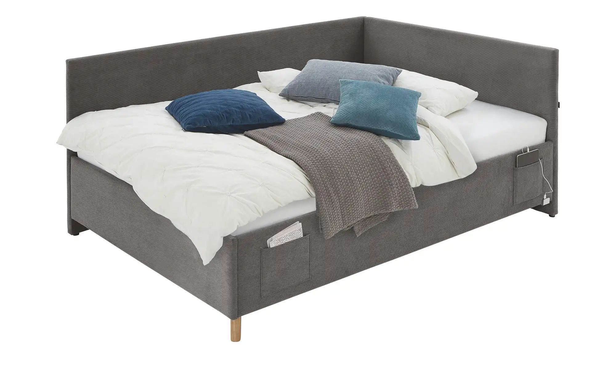 Polsterbett in Cord Cool  grau  Maße (cm): B: 150 H: 90 | 04255718403827