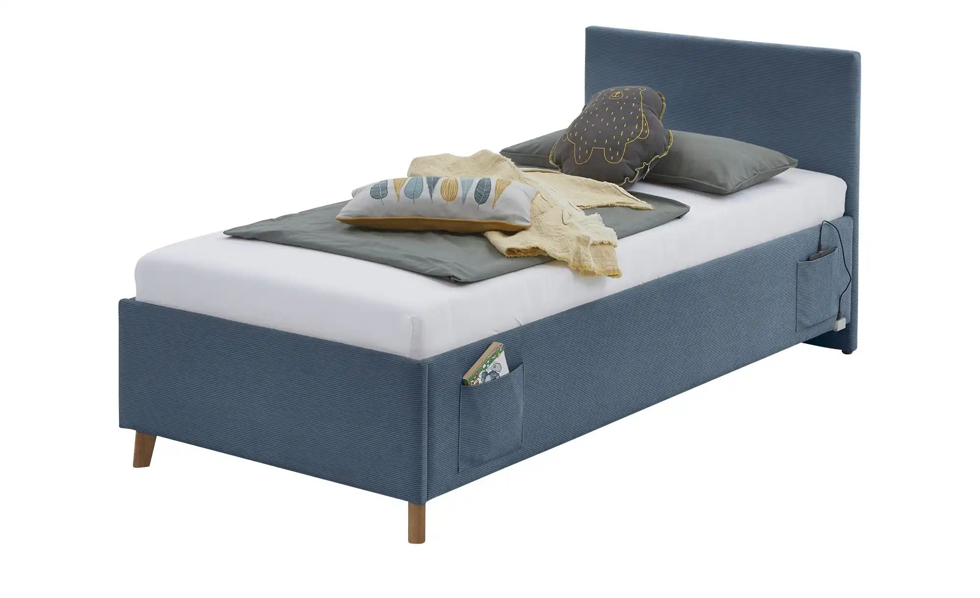 Polsterbett in Cord Cool  blau  Maße (cm): B: 100 H: 90 | 04255718403612