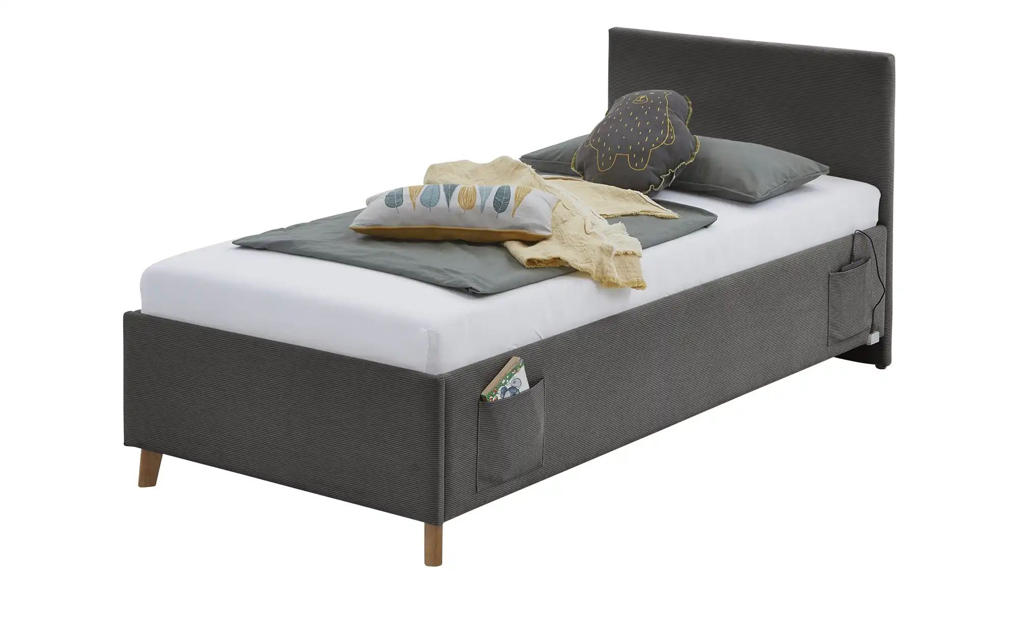 Polsterbett in Cord Cool  grau  Maße (cm): B: 100 H: 90 | 04255718403629