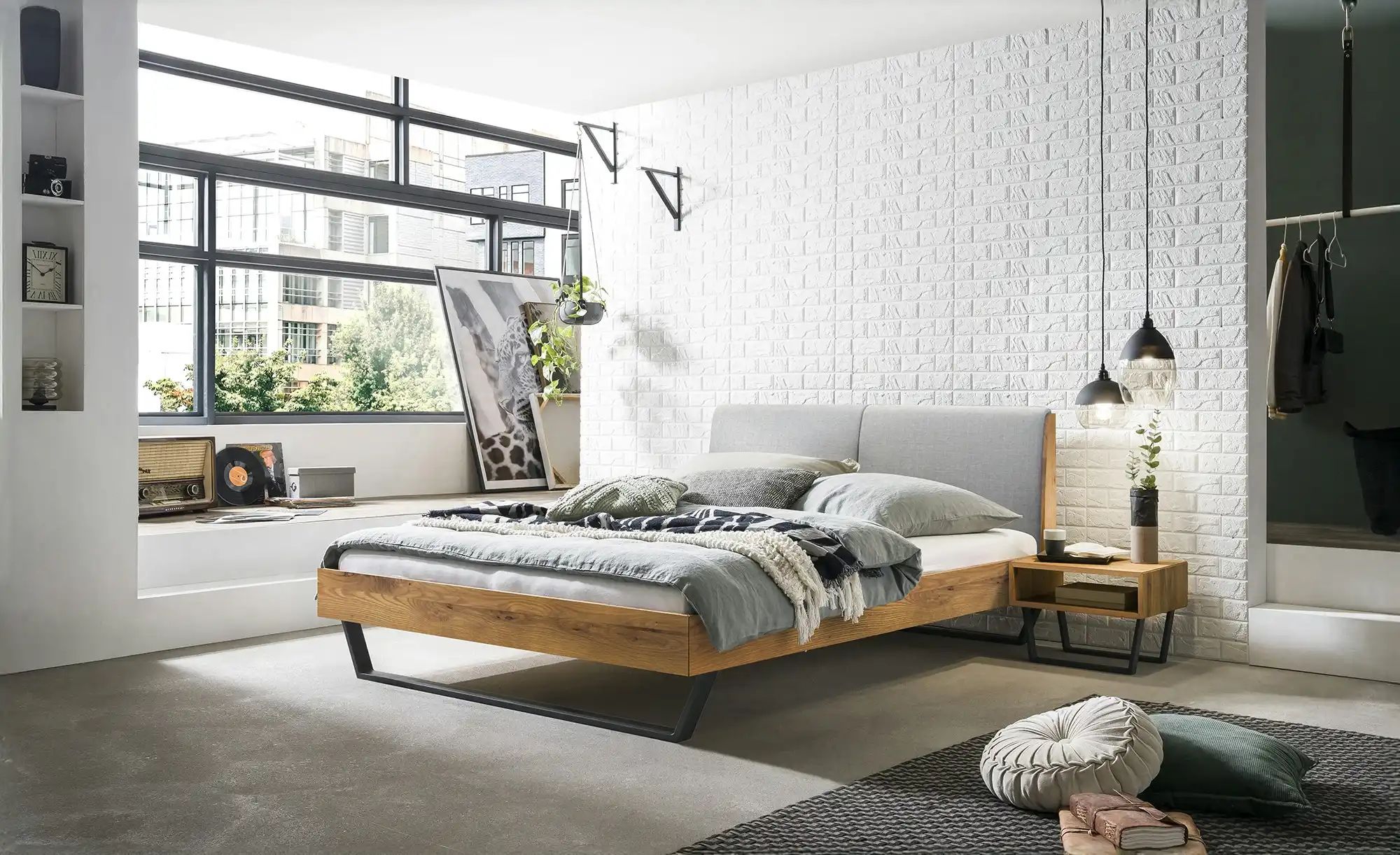 HASENA Massivholzbett in Wildeiche Pietro ¦ holzfarben ¦ Maße (cm): B: 166 günstig online kaufen