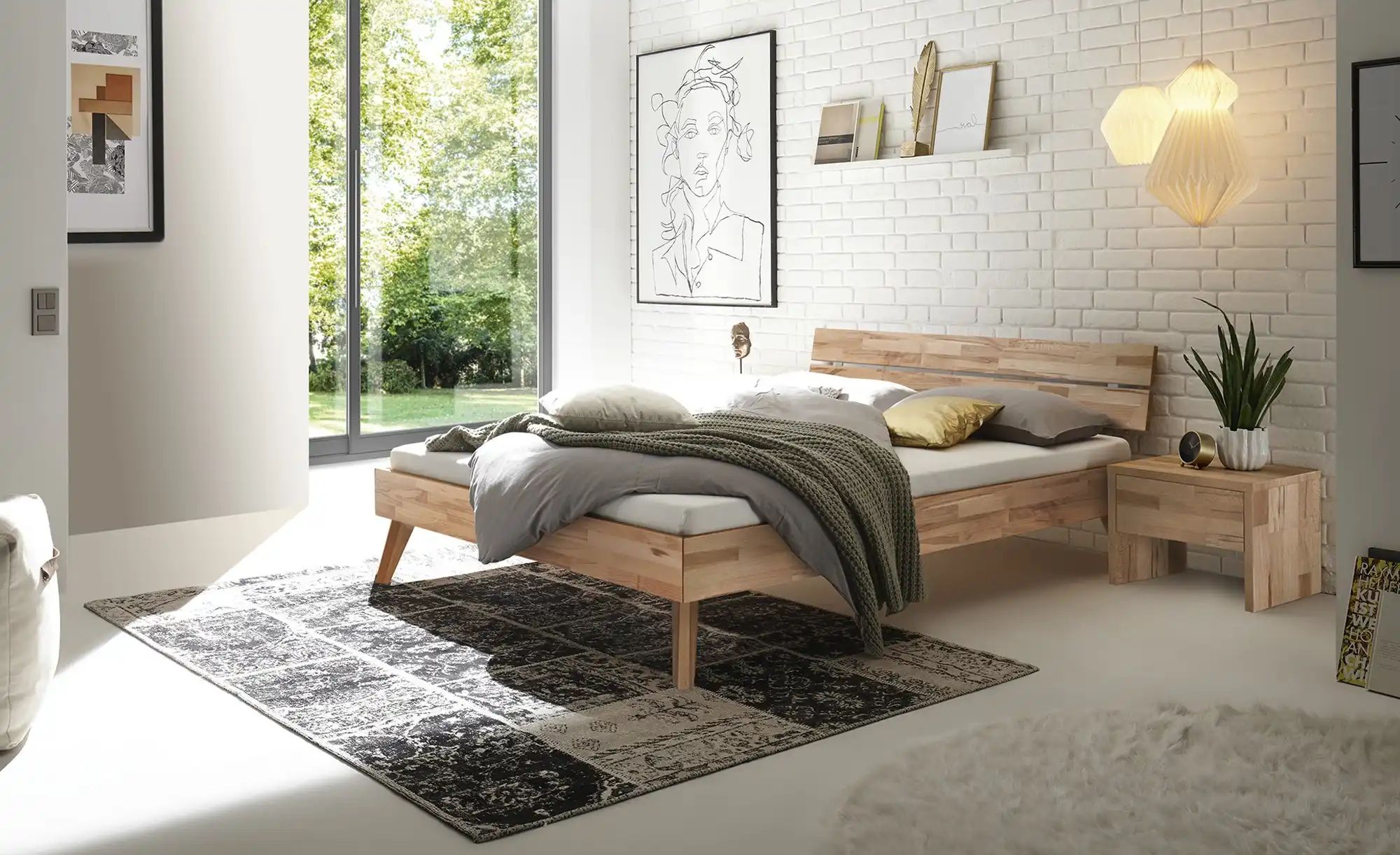HASENA Massivholzbett  Ortona ¦ holzfarben ¦ Maße (cm): B: 146 H: 76 Betten günstig online kaufen