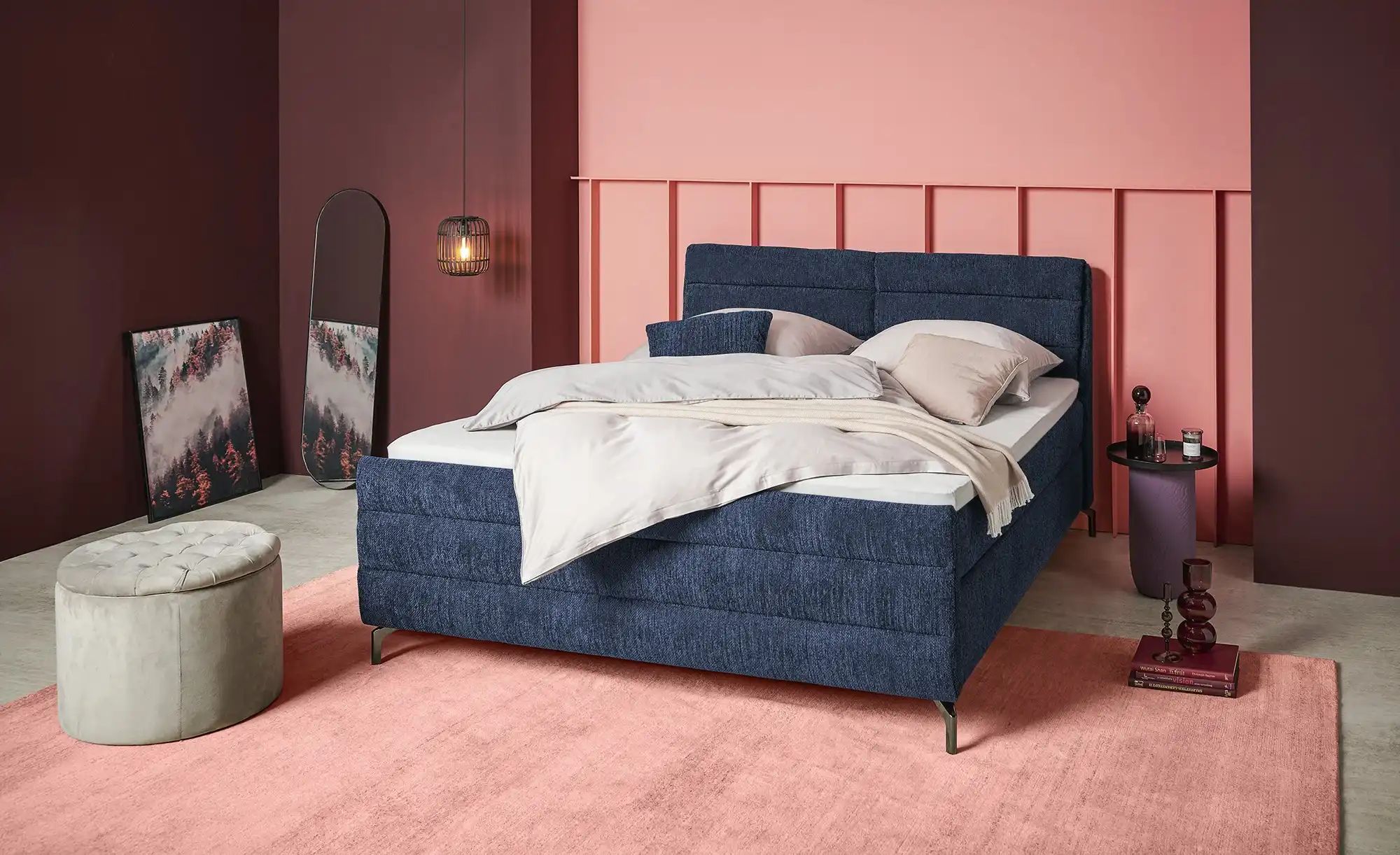 pop Boxspringbett  Maranello ¦ blau ¦ Maße (cm): B: 148 H: 116 Betten > Kom günstig online kaufen