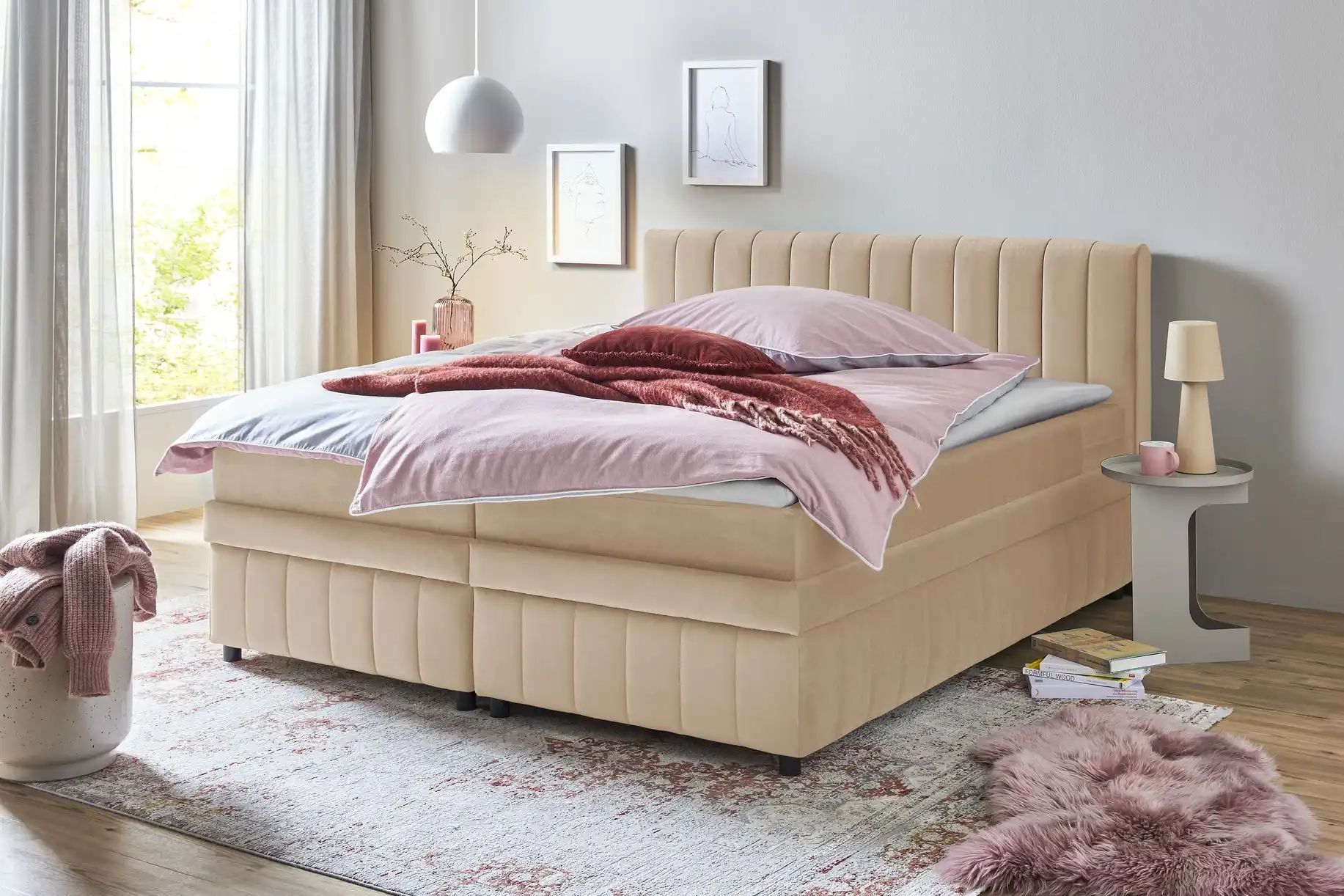 uno Boxbett  Bruno ¦ beige ¦ Maße (cm): B: 186 H: 106 Betten > Polsterbette günstig online kaufen