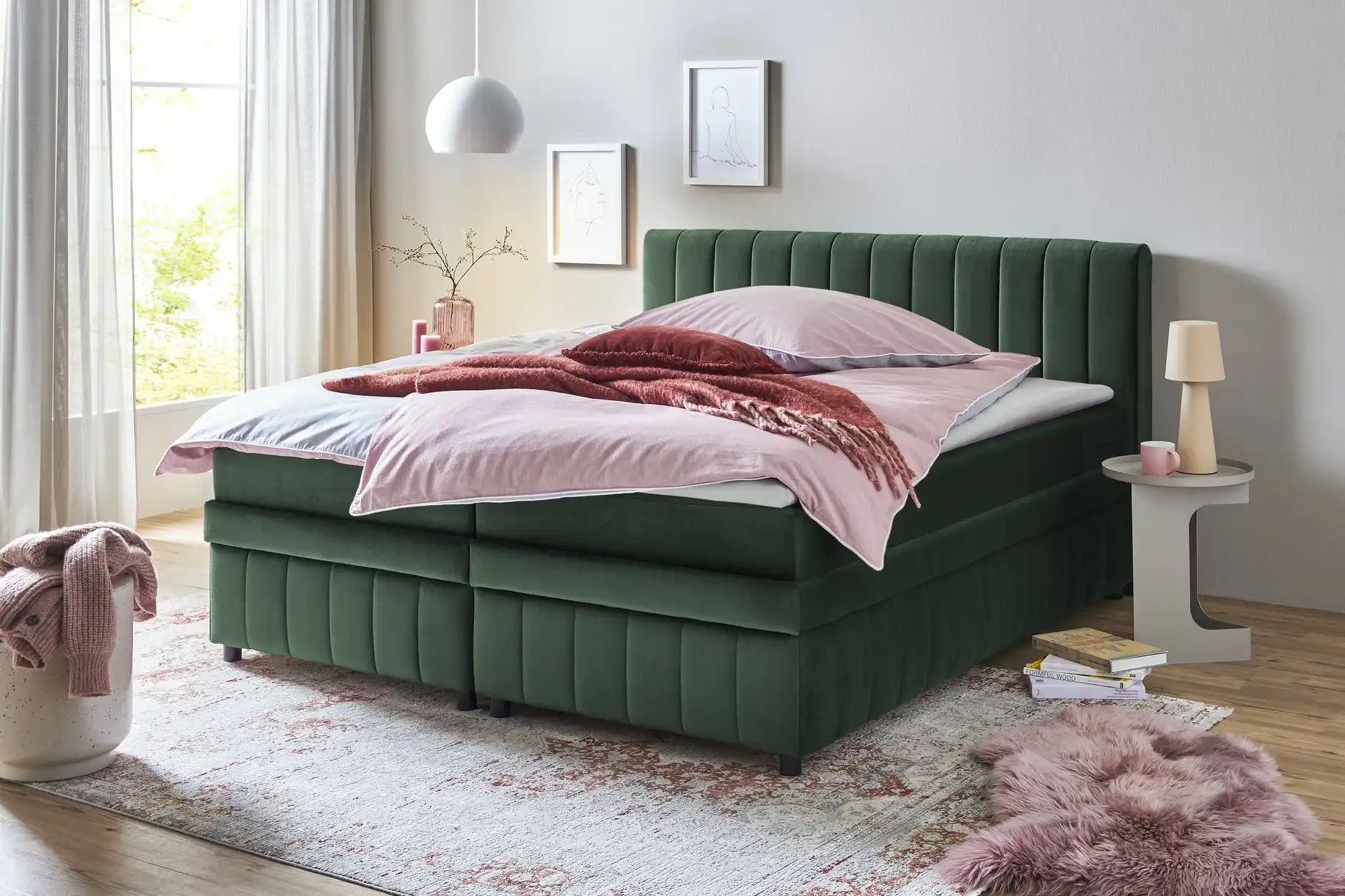 Thumbnail - Boxbett mit Bettkasten Bruno ¦ grün ¦ Maße (cm): B: 166 H: 106 Betten > Polsterbetten - Höffner