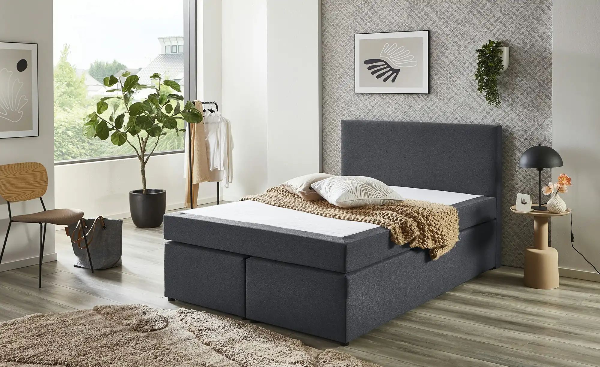 Boxspringbett  Ashbourne ¦ schwarz ¦ Maße (cm): B: 120 H: 105 Betten > Einz günstig online kaufen
