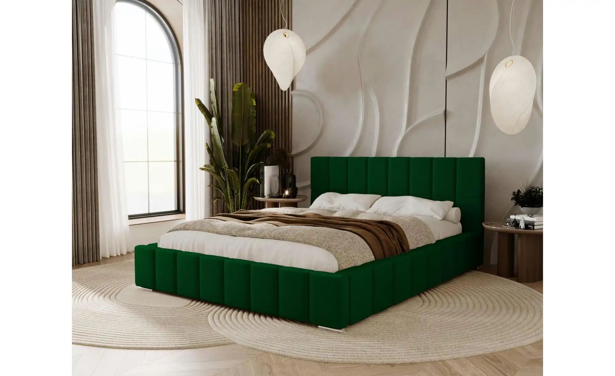 Polsterbett mit Stauraum  Ayr ¦ grün ¦ Maße (cm): B: 135 H: 100 Betten > Po günstig online kaufen