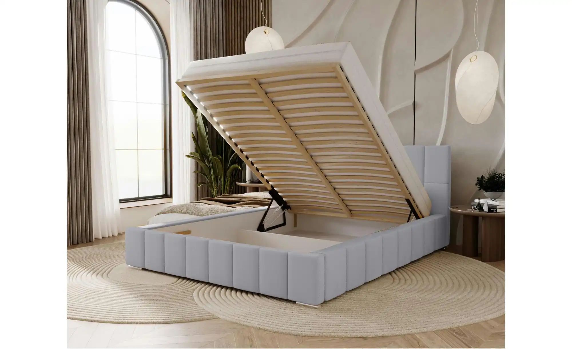 Polsterbett mit Stauraum  Ayr ¦ grau ¦ Maße (cm): B: 135 H: 100 Betten > Po günstig online kaufen