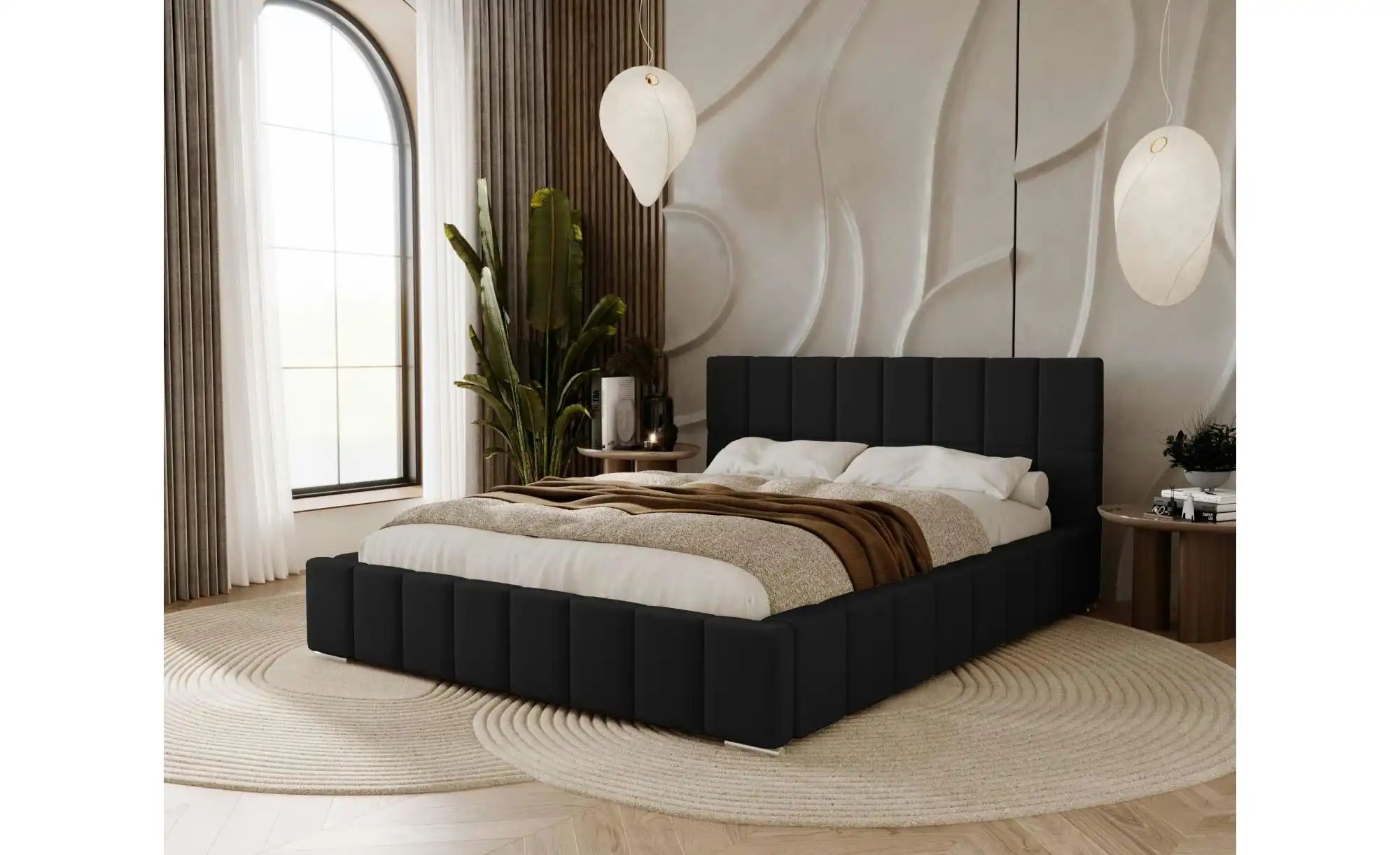 Polsterbett mit Stauraum  Ayr ¦ schwarz ¦ Maße (cm): B: 175 H: 100 Betten > günstig online kaufen