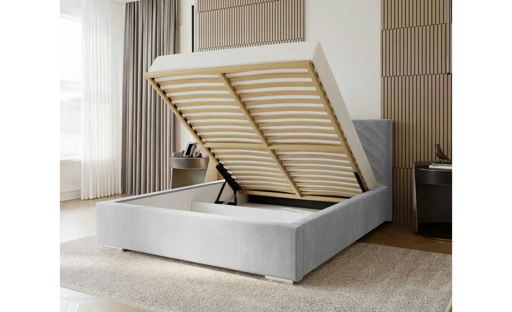 Polsterbett mit Stauraum Aberfeldy ¦ silber ¦ Maße (cm): B: 135 H: 100 Bett günstig online kaufen