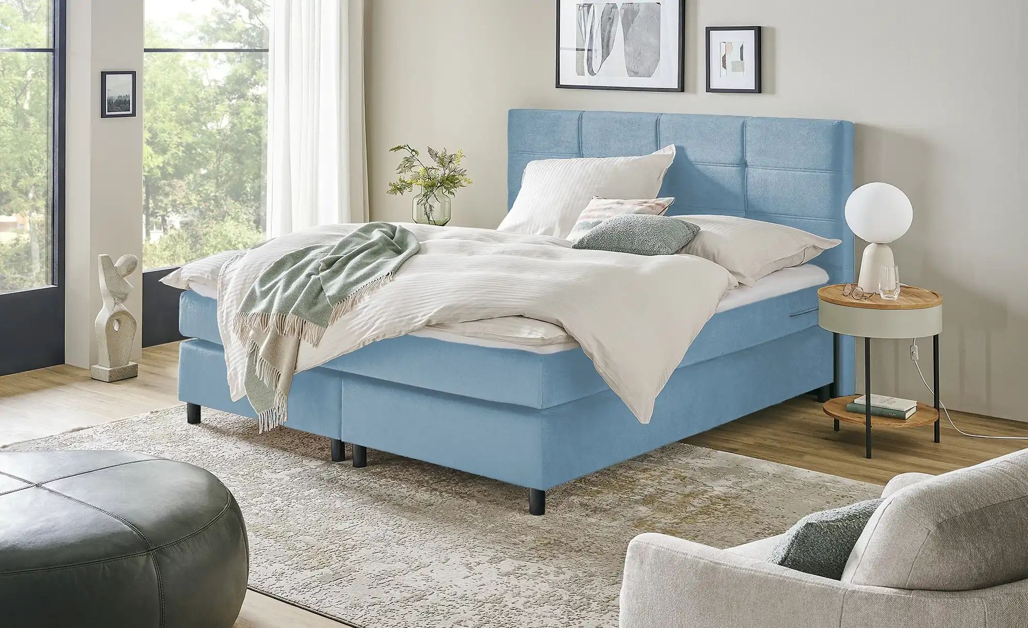 Boxspringbett  Wind ¦ blau ¦ Maße (cm): B: 160 H: 152 Betten > Boxspringbet günstig online kaufen