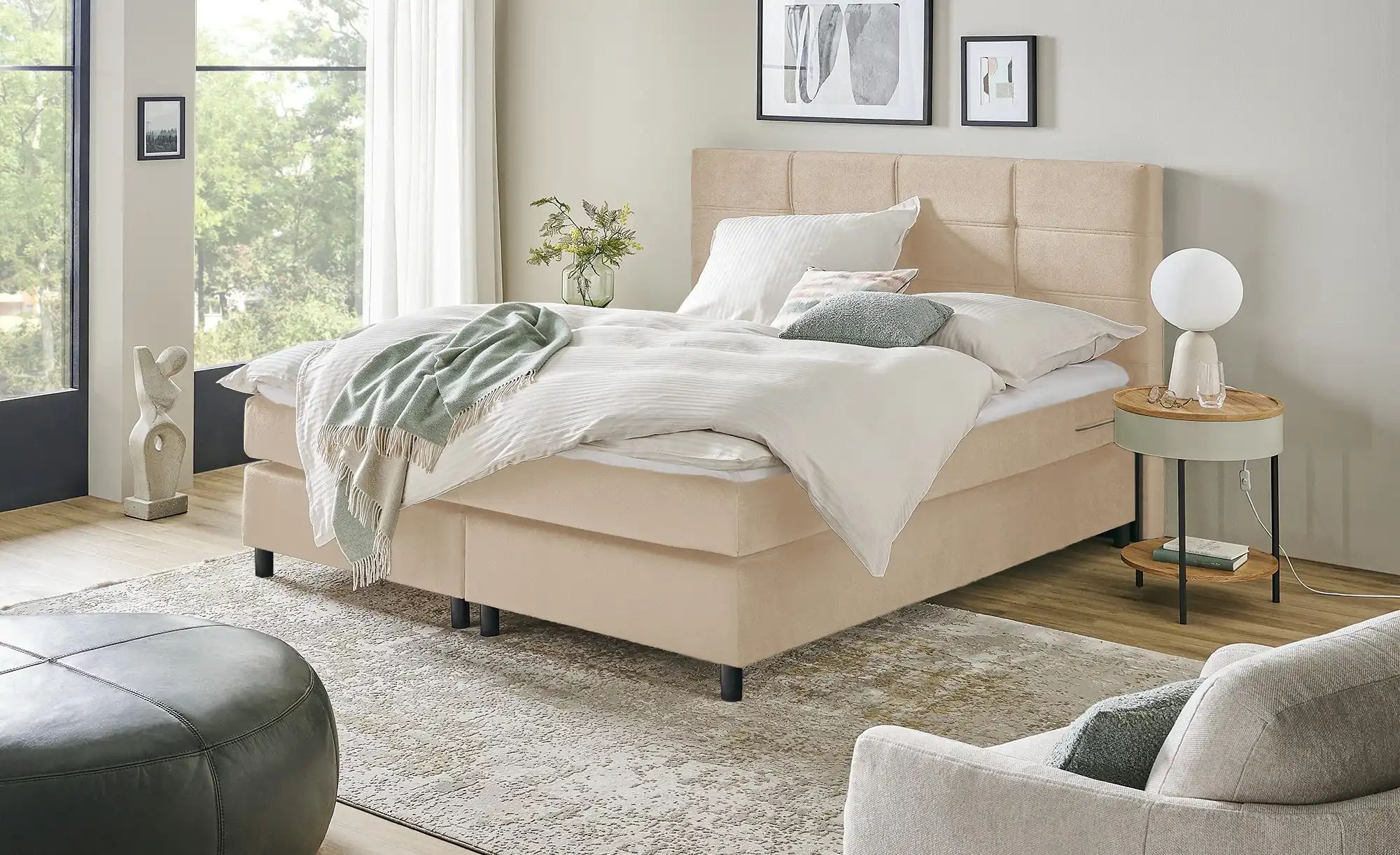 Boxspringbett  Wind ¦ beige ¦ Maße (cm): B: 160 H: 152 Betten > Boxspringbe günstig online kaufen