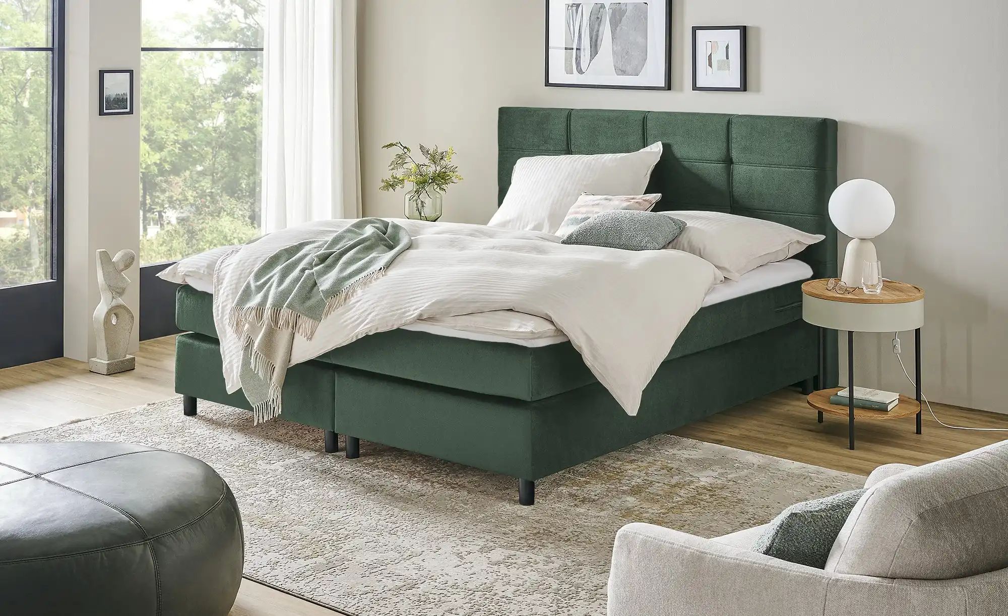 Thumbnail - Boxspringbett Wind ¦ grün ¦ Maße (cm): B: 140 H: 152 Betten > Boxspringbetten - Höffner