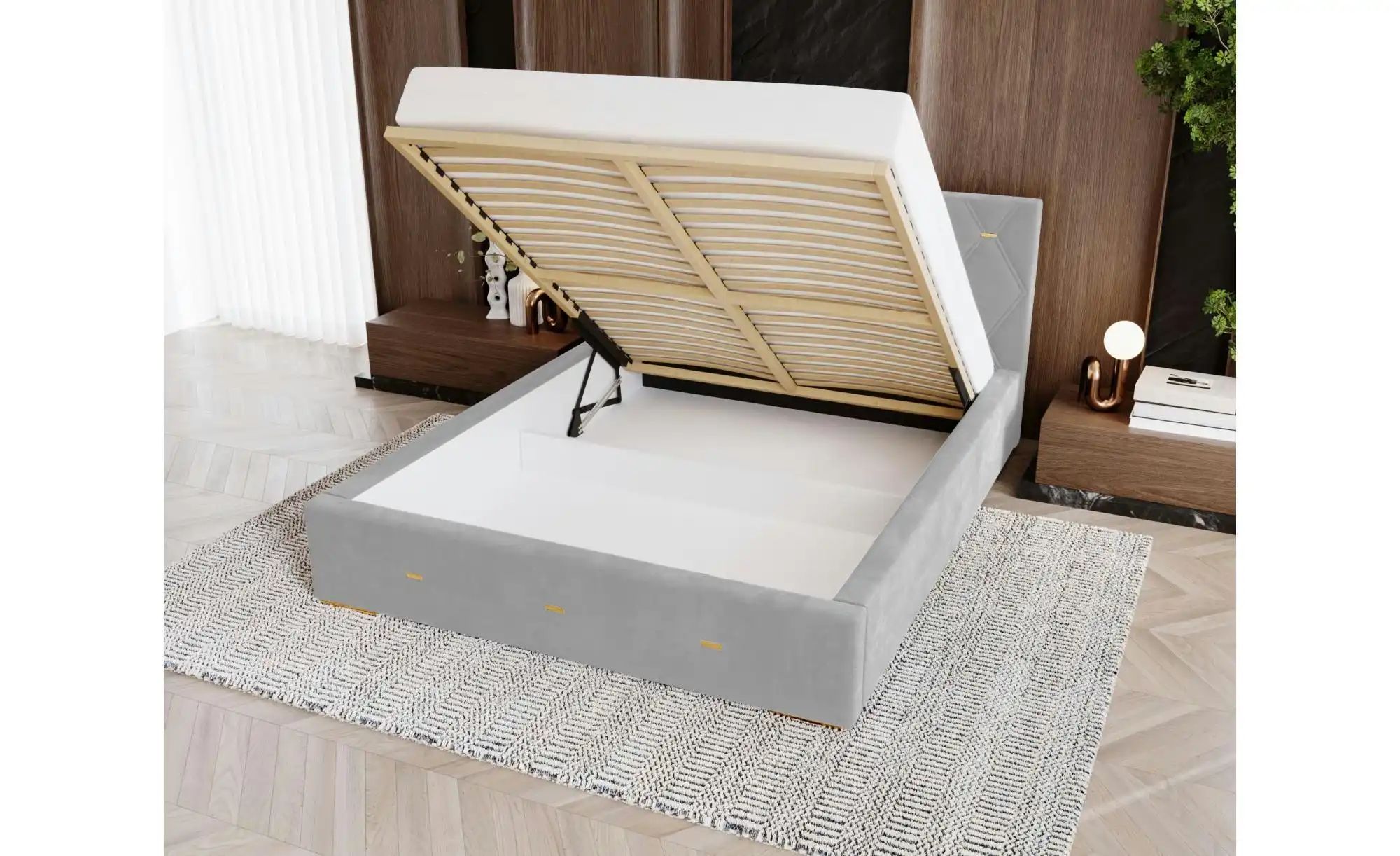 Polsterbett mit Stauraum  Gwithian ¦ grün ¦ Maße (cm): B: 155 H: 100 Betten günstig online kaufen