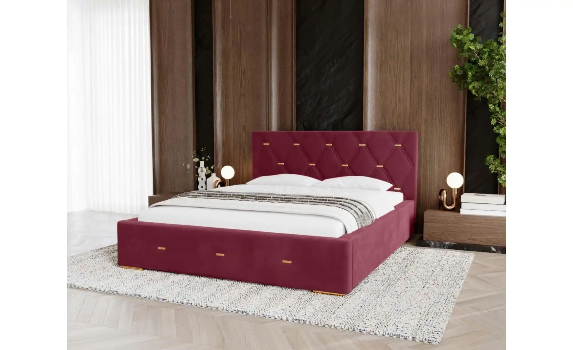 Polsterbett mit Stauraum  Gwithian ¦ lila/violett ¦ Maße (cm): B: 175 H: 10 günstig online kaufen