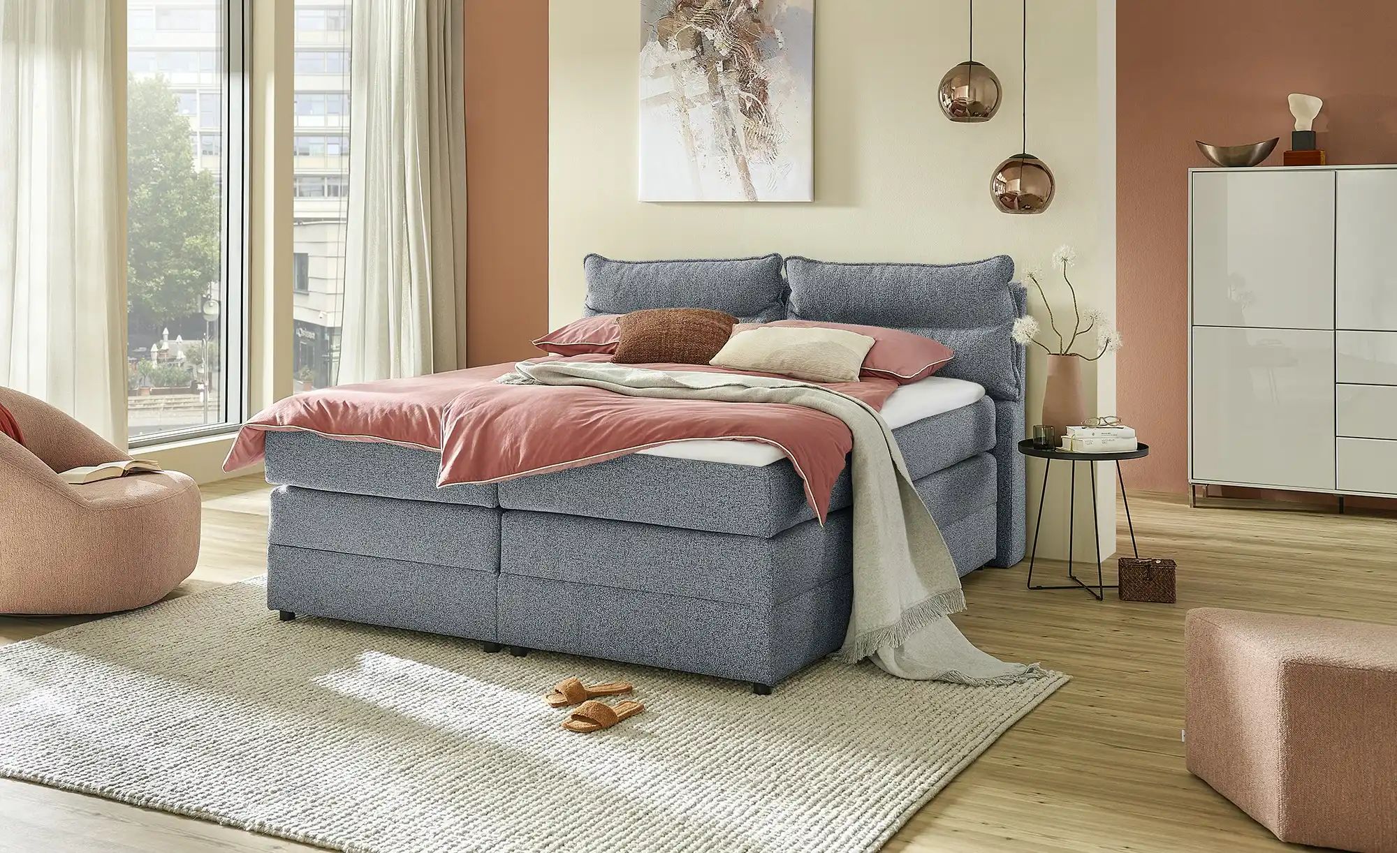 Boxspringbett mit Bettkasten Neto ¦ blau ¦ Maße (cm): B: 153 H: 109 Betten günstig online kaufen