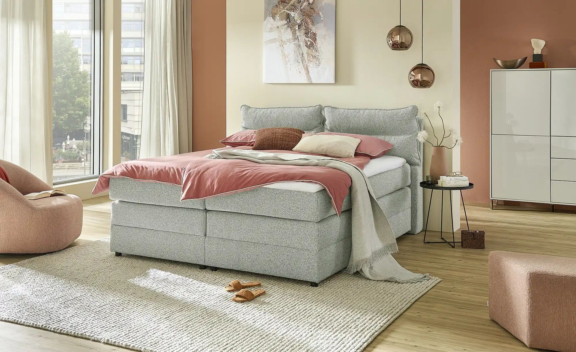 Thumbnail - Boxspringbett mit Bettkasten Neto ¦ grün ¦ Maße (cm): B: 153 H: 109 Betten > Boxspringbetten - Höffner