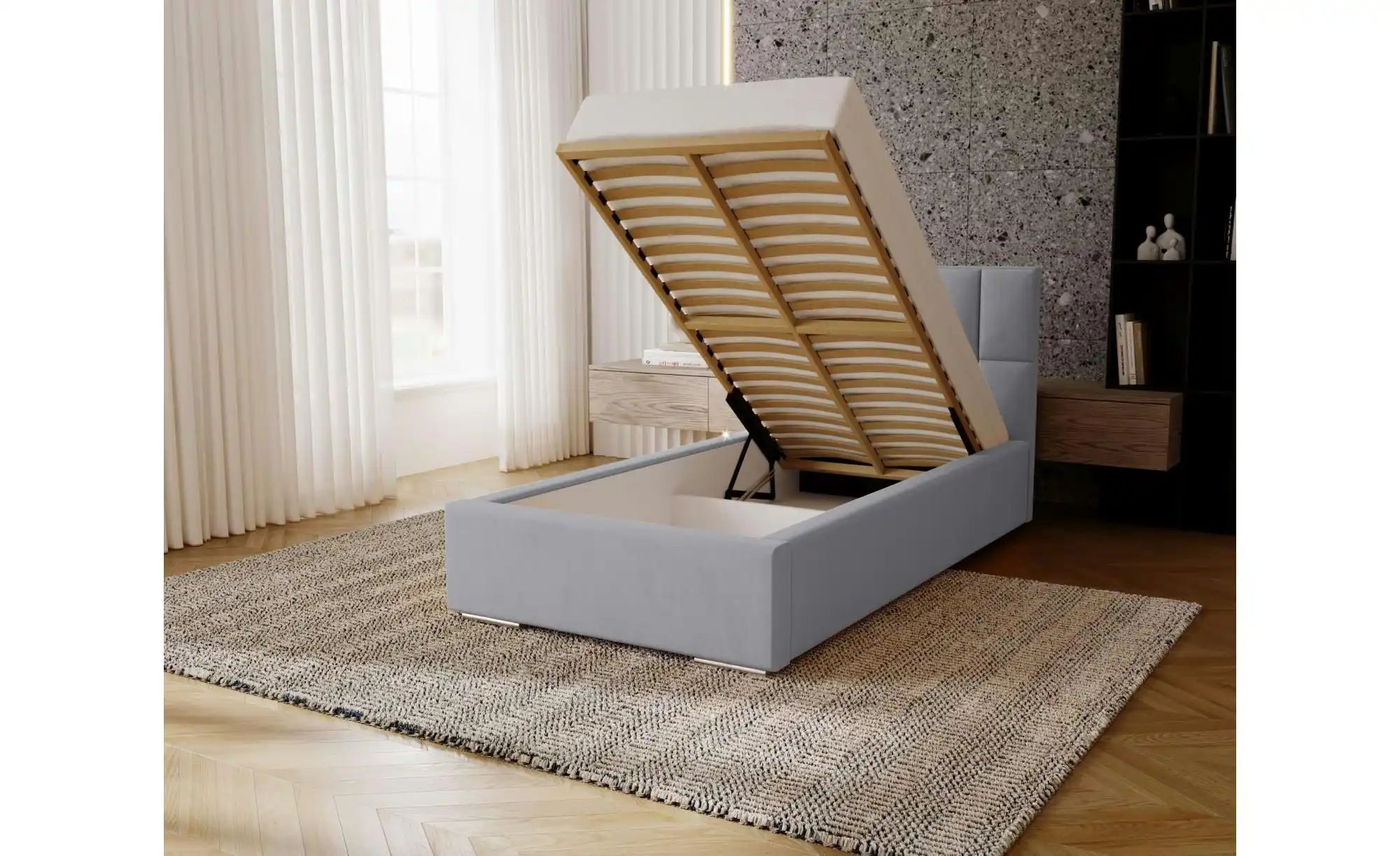 Polsterbett mit Stauraum Draven ¦ beige ¦ Maße (cm): B: 105 H: 100 Betten > günstig online kaufen