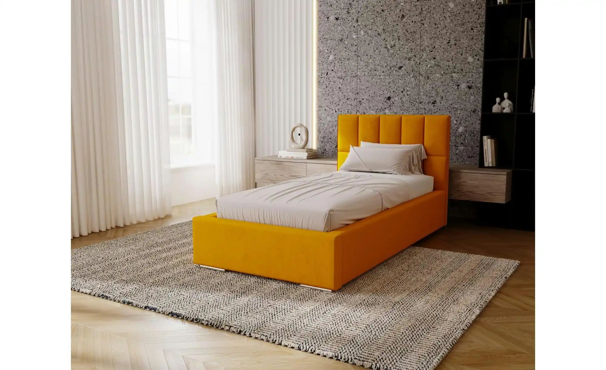 Thumbnail - Polsterbett mit Stauraum Draven ¦ gelb ¦ Maße (cm): B: 95 H: 100 Betten > Polsterbetten - Höffner
