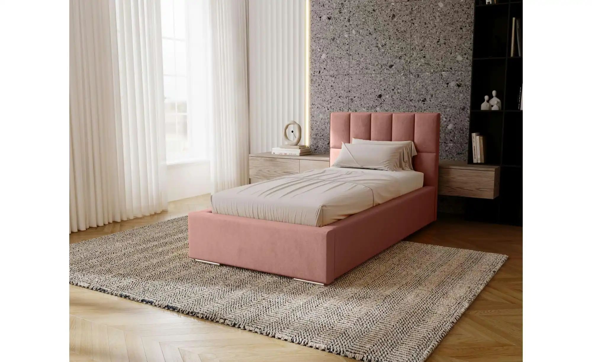 Polsterbett mit Stauraum Draven ¦ rosa/pink ¦ Maße (cm): B: 105 H: 100 Bett günstig online kaufen