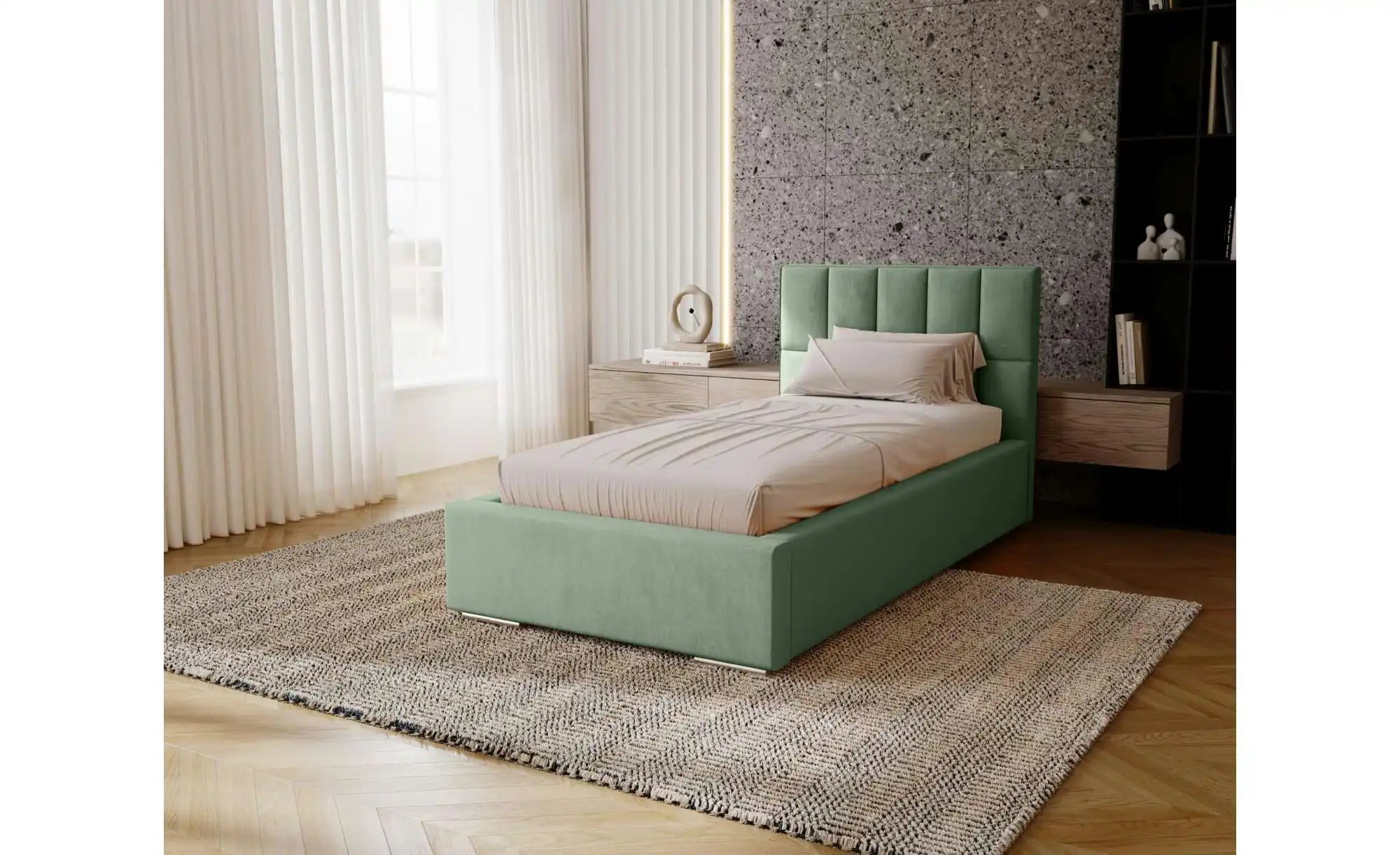 Thumbnail - Polsterbett mit Stauraum Draven ¦ grün ¦ Maße (cm): B: 105 H: 100 Betten > Polsterbetten - Höffner