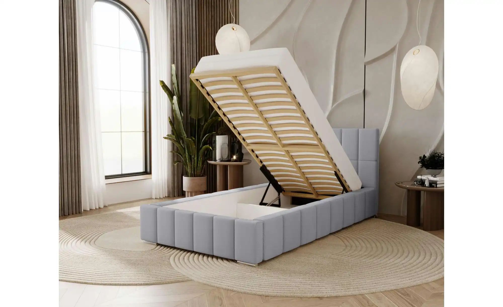 Polsterbett mit Stauraum  Ayr ¦ grün ¦ Maße (cm): B: 155 H: 100 Betten > Po günstig online kaufen