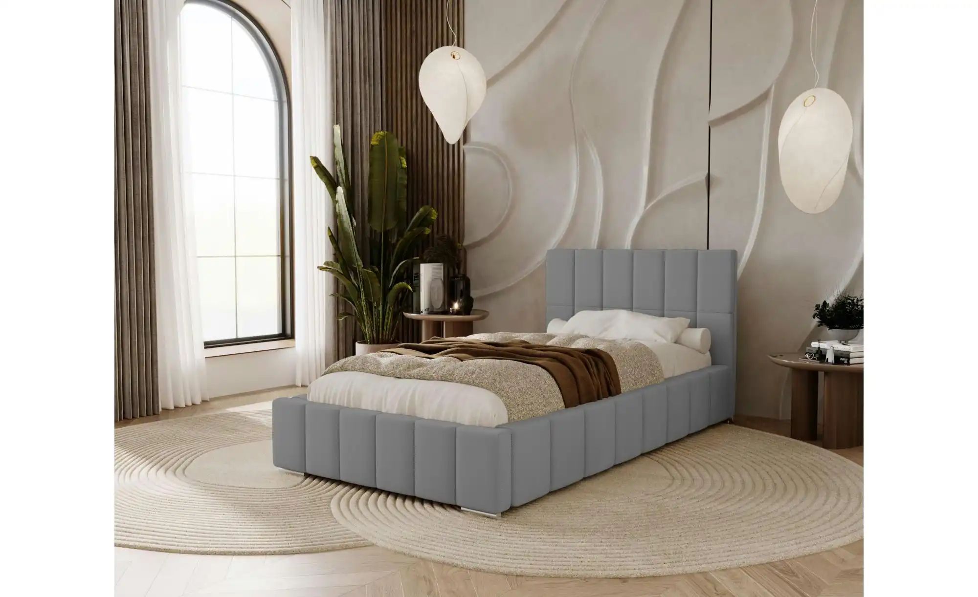 Polsterbett mit Stauraum  Ayr ¦ grau ¦ Maße (cm): B: 155 H: 100 Betten > Po günstig online kaufen