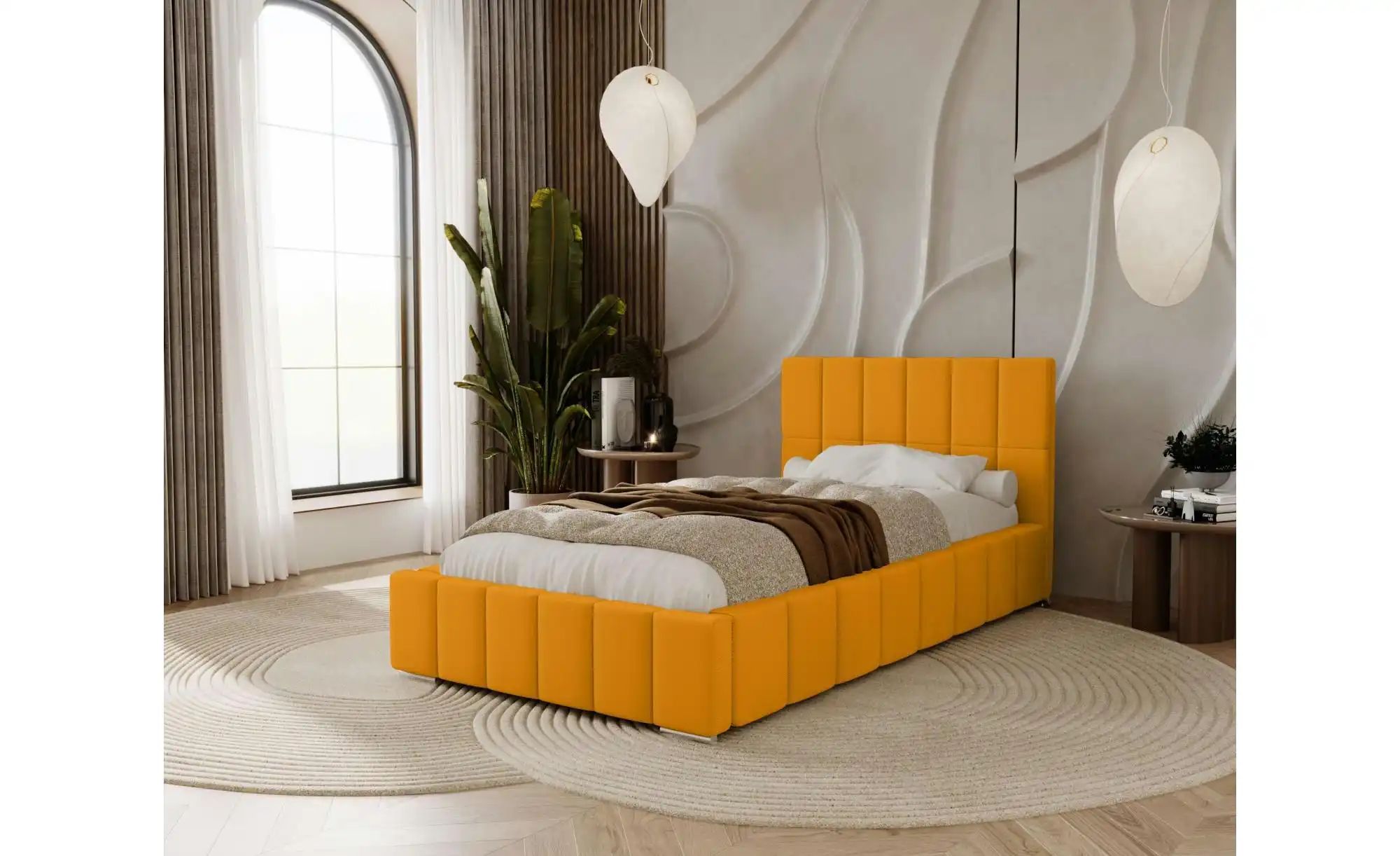 Polsterbett mit Stauraum  Ayr ¦ gelb ¦ Maße (cm): B: 155 H: 100 Betten > Po günstig online kaufen