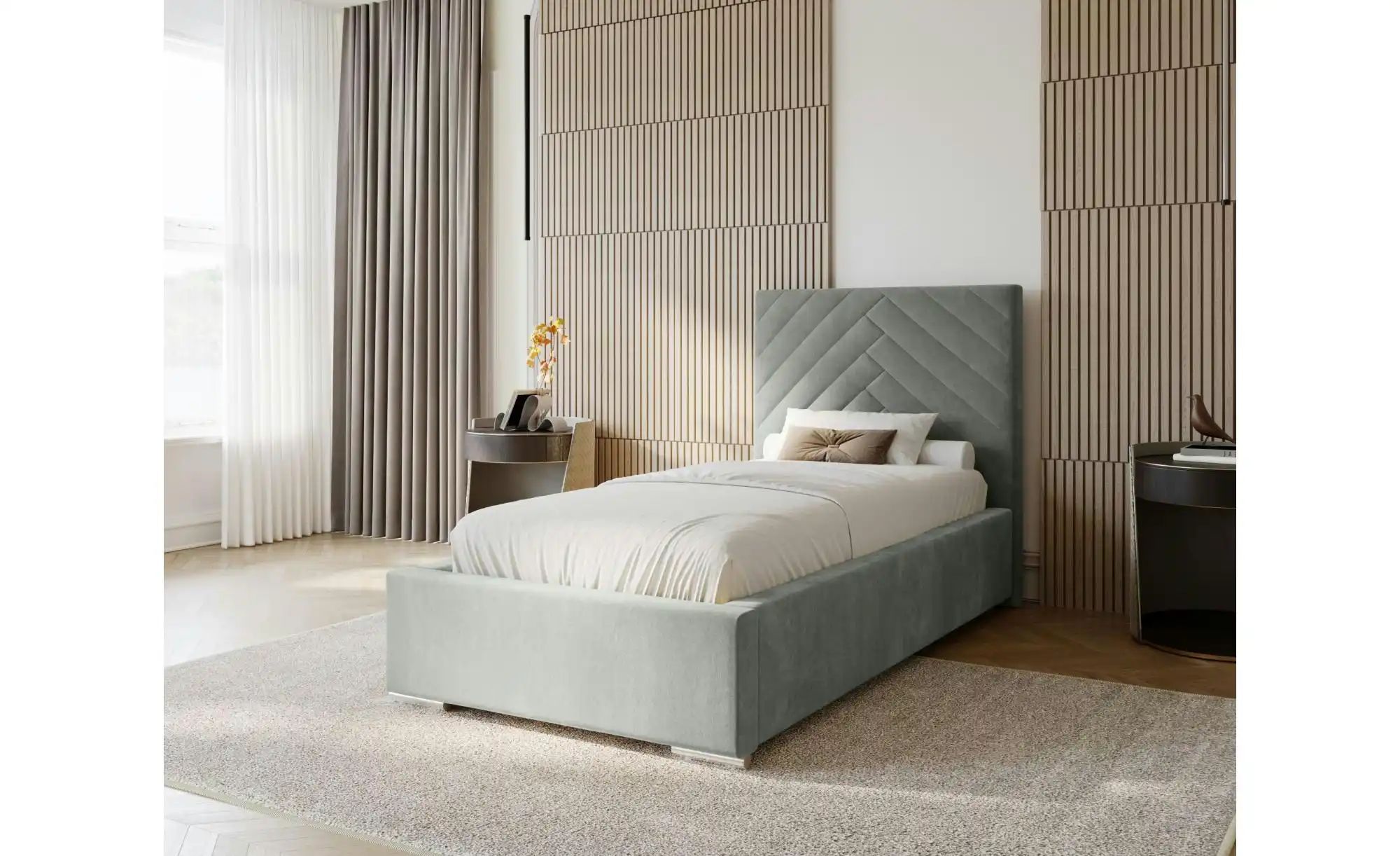 Polsterbett mit Stauraum Aberfeldy ¦ silber ¦ Maße (cm): B: 115 H: 100 Bett günstig online kaufen