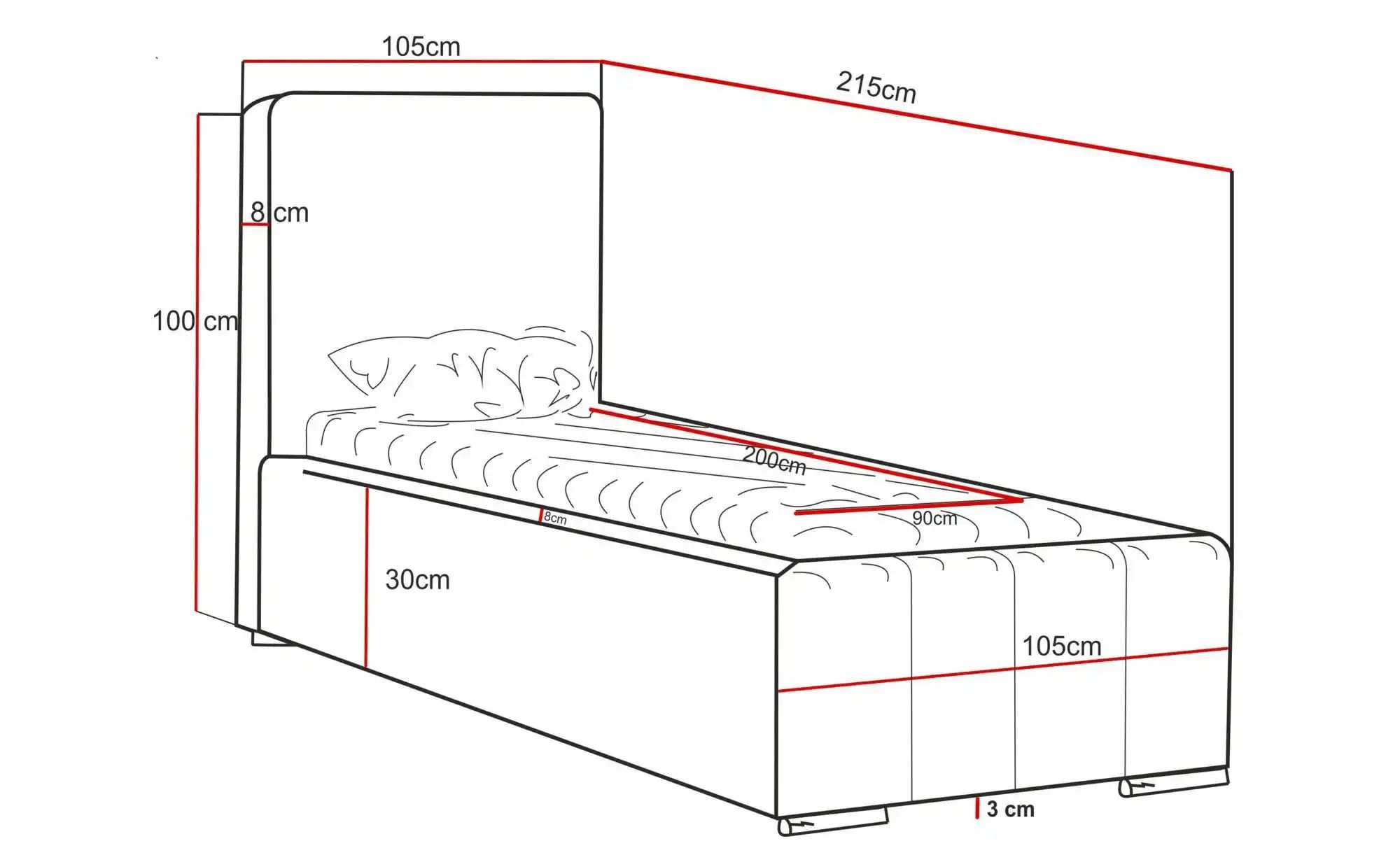 Thumbnail - Polsterbett mit Stauraum  Gwithian ¦ grün ¦ Maße (cm): B: 105 H: 100 Betten > Polsterbetten - Höffner