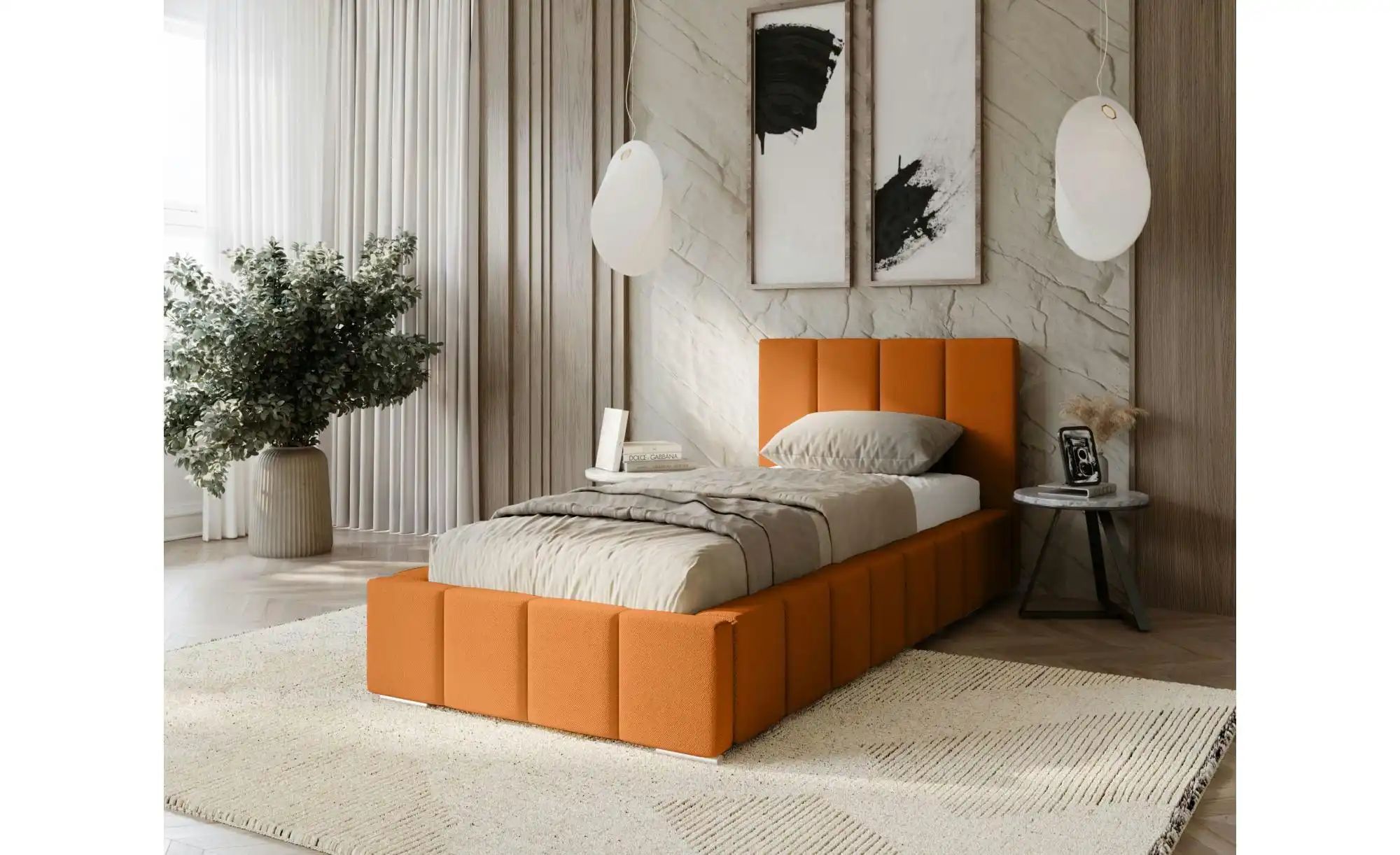 Polsterbett mit Stauraum Margate ¦ orange ¦ Maße (cm): B: 95 H: 100 Betten günstig online kaufen