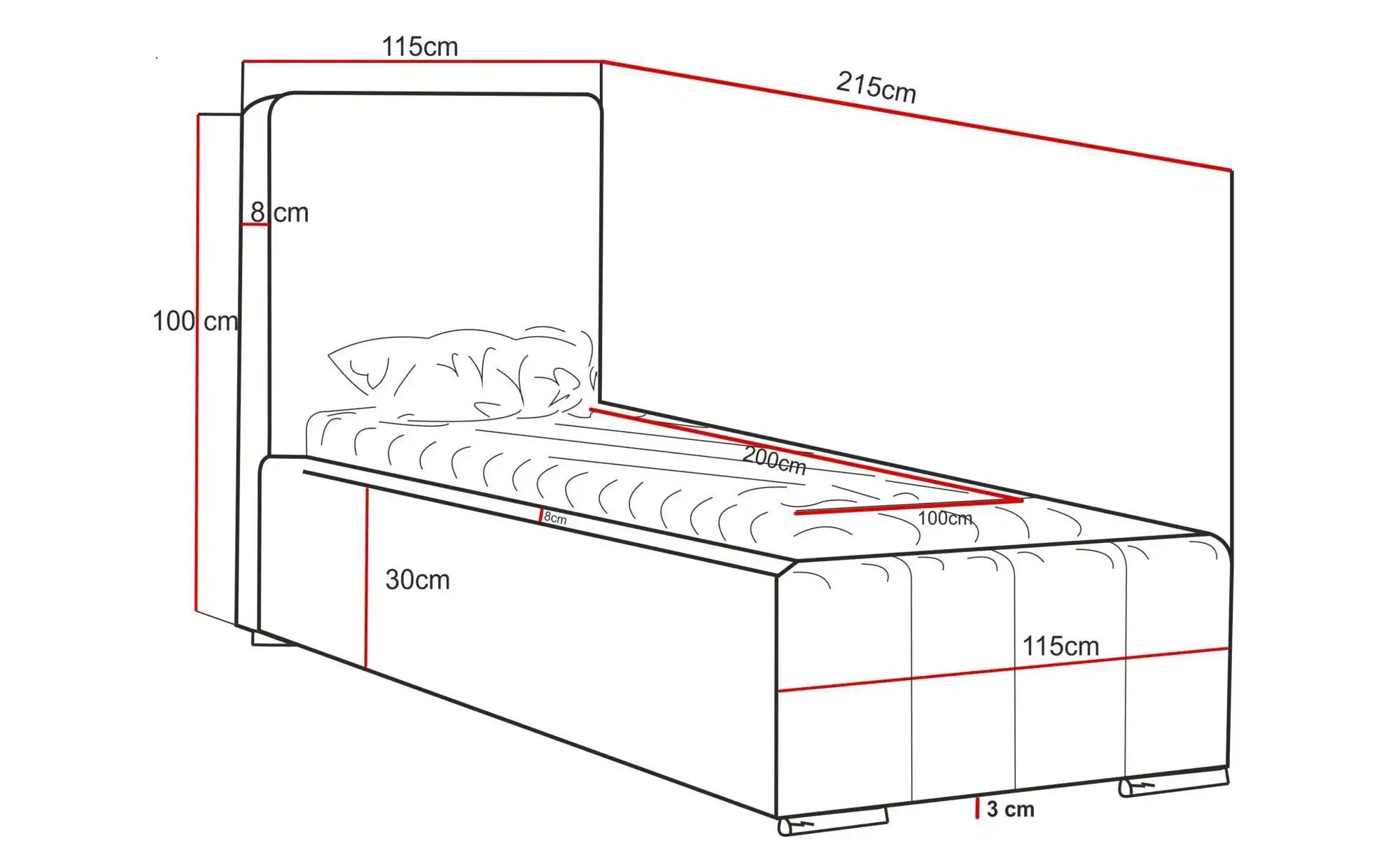 Thumbnail - Polsterbett mit Stauraum Gwithian ¦ lila/violett ¦ Maße (cm): B: 115 H: 100 Betten > Polsterbetten - Höffner