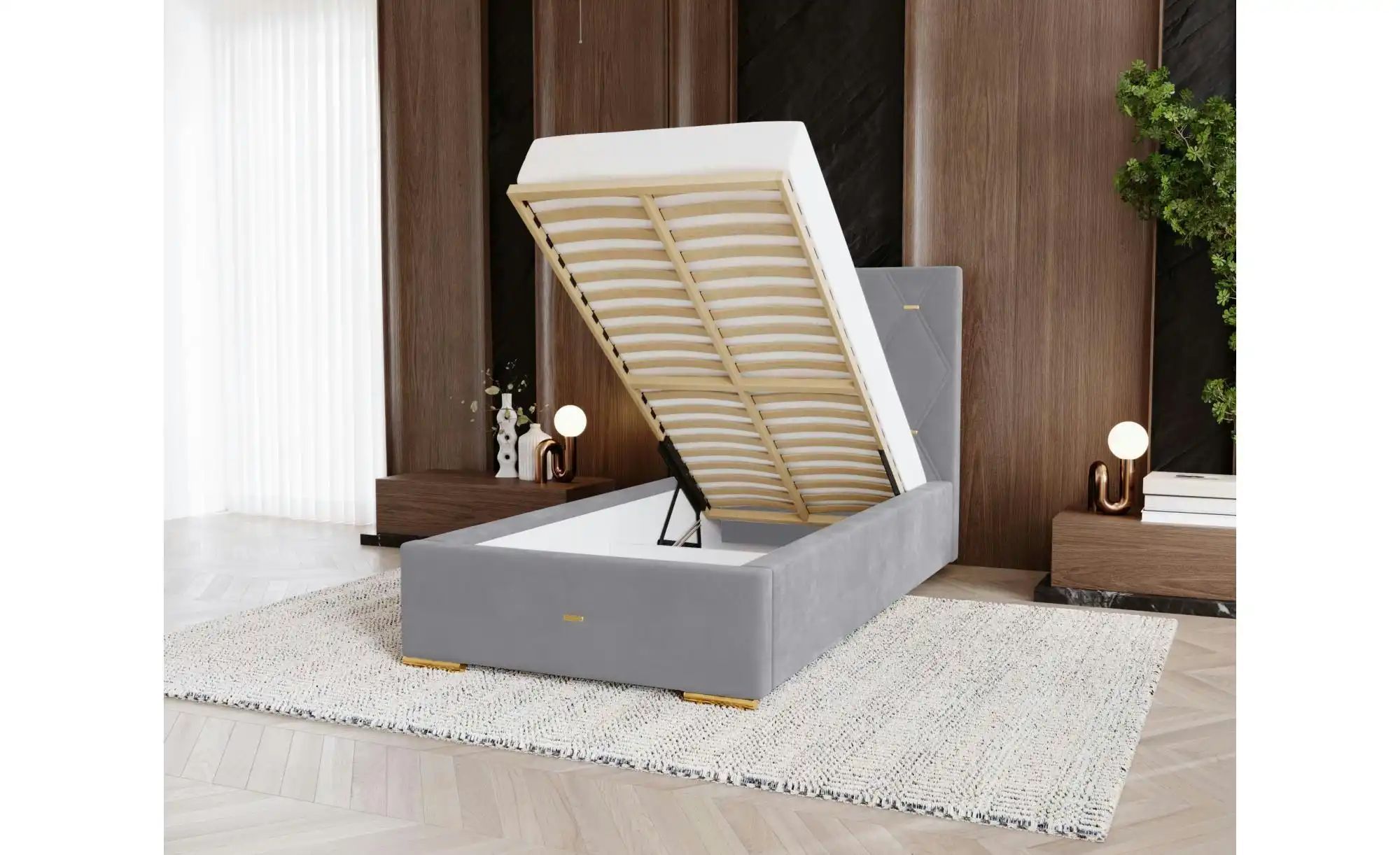 Thumbnail - Polsterbett mit Stauraum Gwithian ¦ grün ¦ Maße (cm): B: 95 H: 100 Betten > Polsterbetten - Höffner