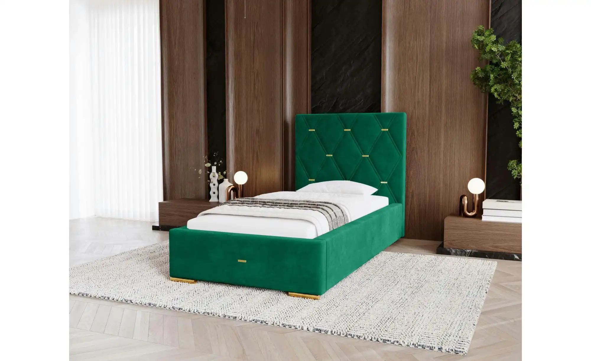 Thumbnail - Polsterbett mit Stauraum Gwithian ¦ grün ¦ Maße (cm): B: 95 H: 100 Betten > Polsterbetten - Höffner