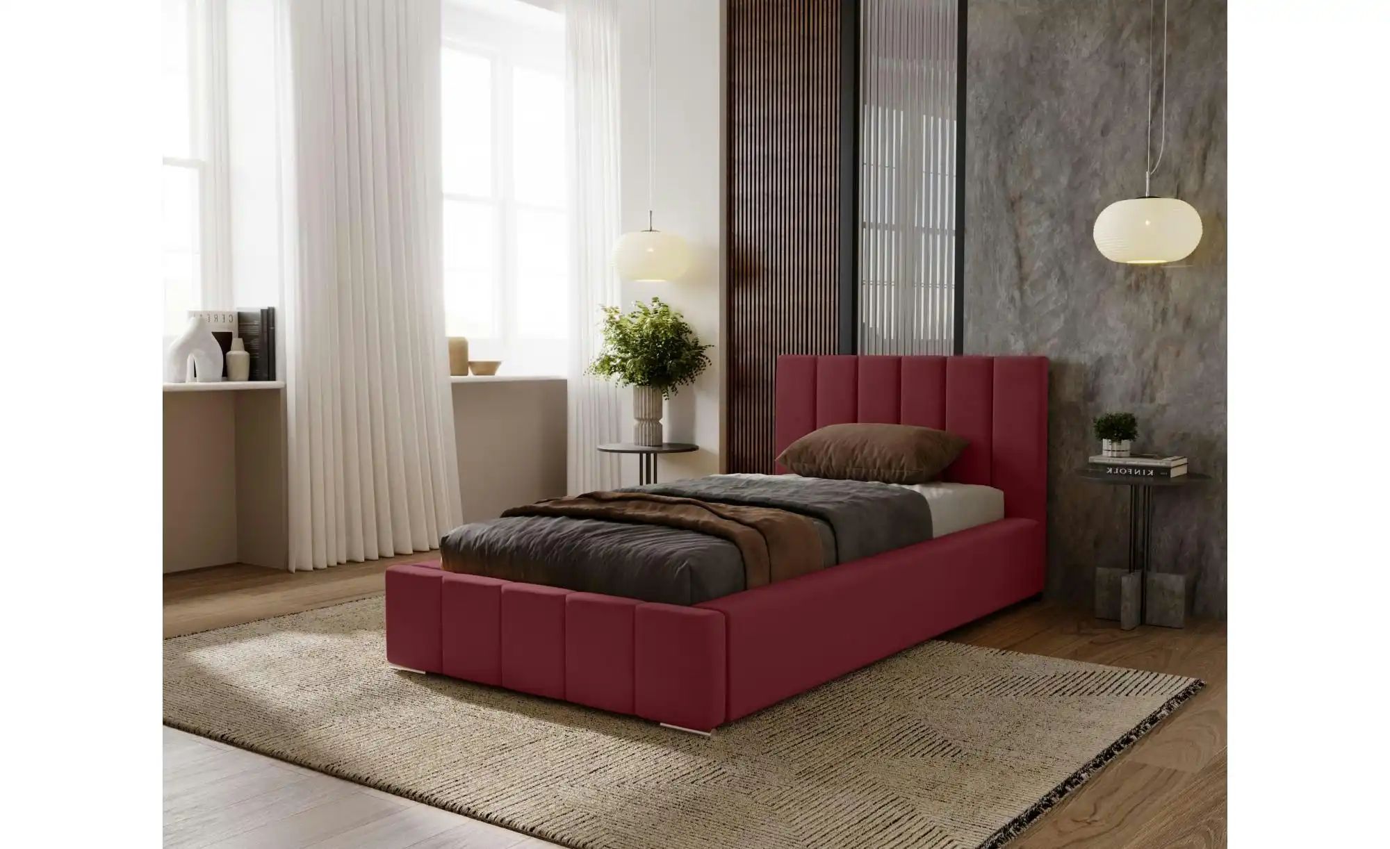 Polsterbett mit Stauraum  Nelia ¦ lila/violett ¦ Maße (cm): B: 95 H: 100 Be günstig online kaufen