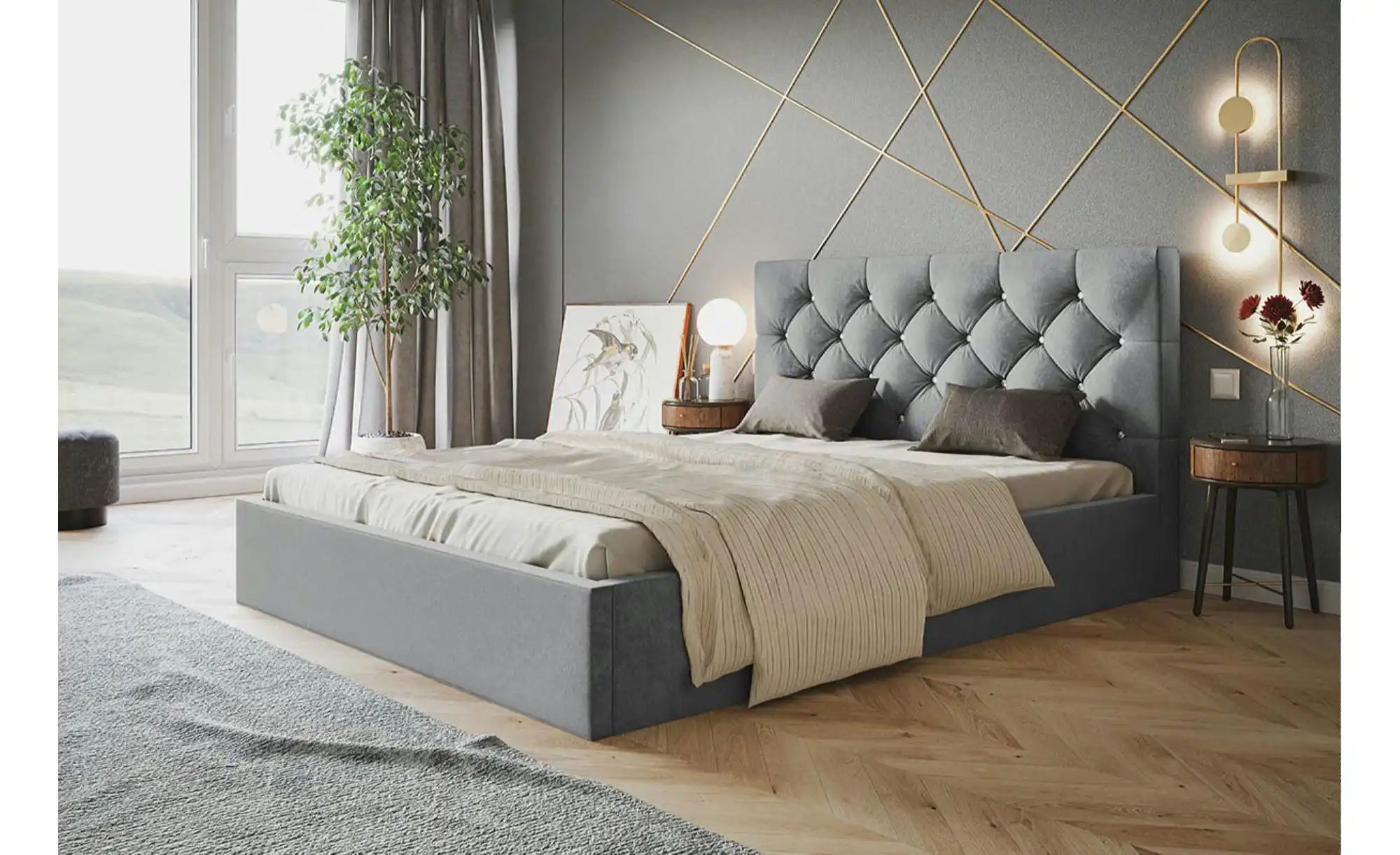 Polsterbett mit Stauraum Southam ¦ grau ¦ Maße (cm): B: 148 H: 90 Betten > günstig online kaufen