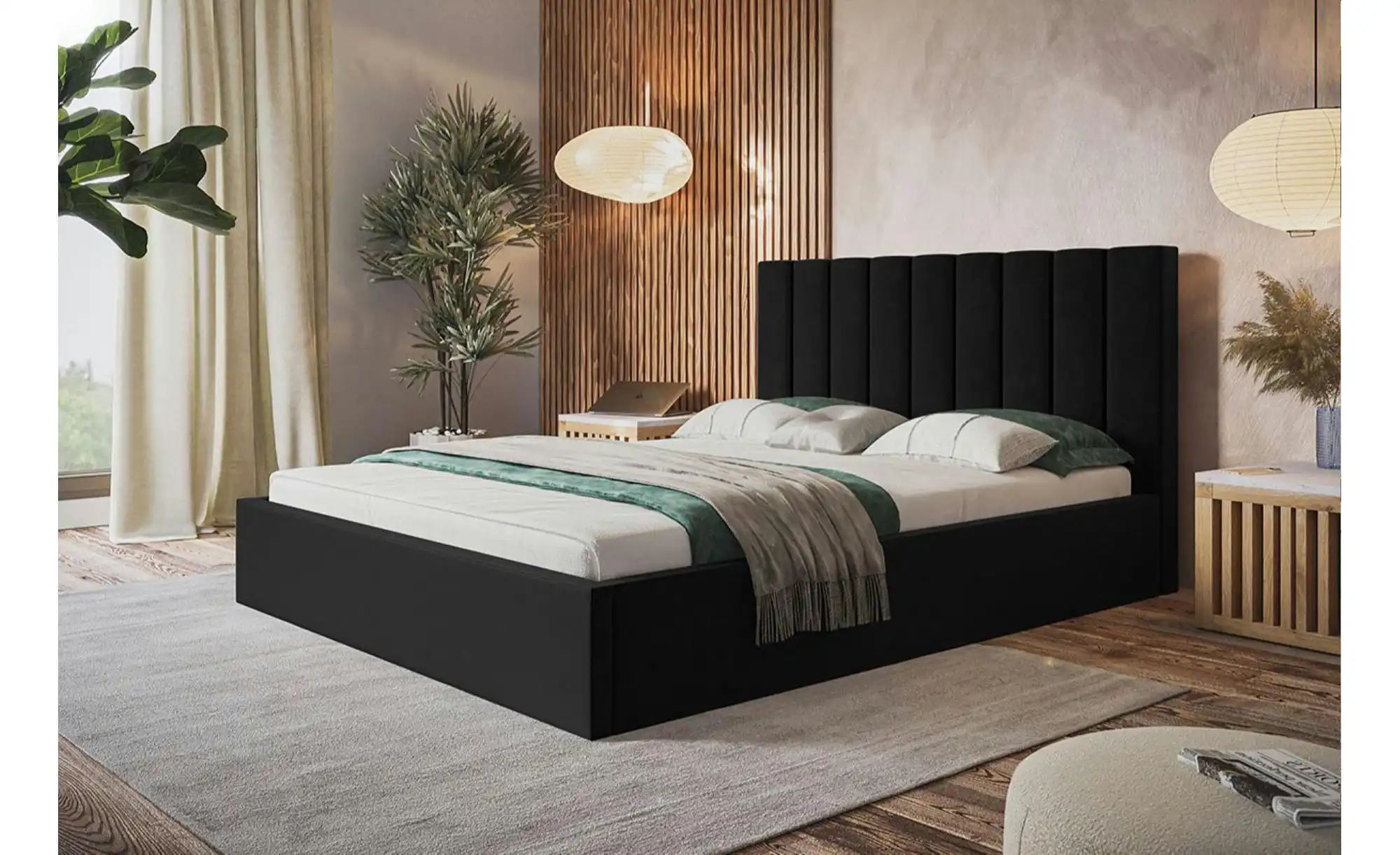 Polsterbett mit Stauraum Selaris ¦ schwarz ¦ Maße (cm): B: 148 H: 90 Betten günstig online kaufen