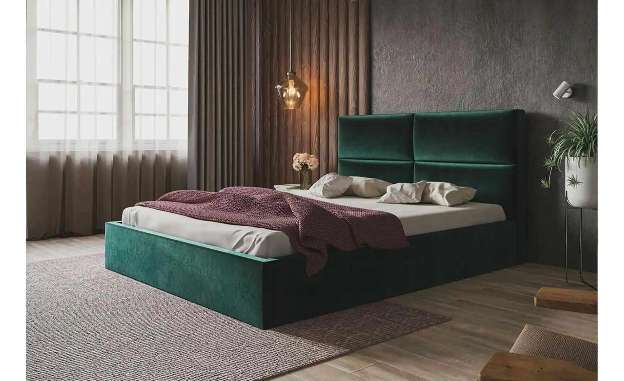 Polsterbett mit Stauraum Slimford ¦ grün ¦ Maße (cm): B: 148 H: 90 Betten > günstig online kaufen