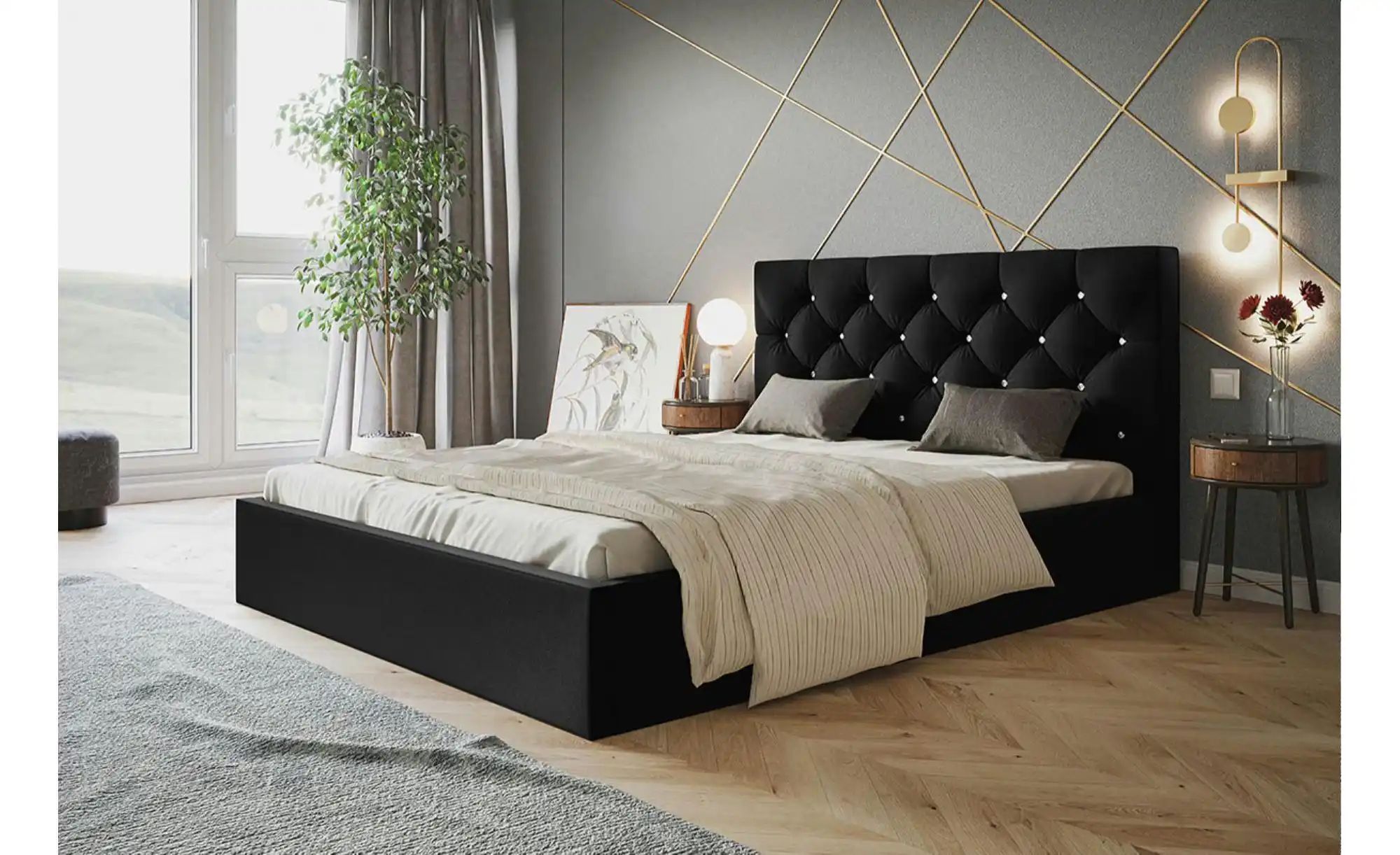 Polsterbett mit Stauraum Southam ¦ schwarz ¦ Maße (cm): B: 188 H: 90 Betten günstig online kaufen