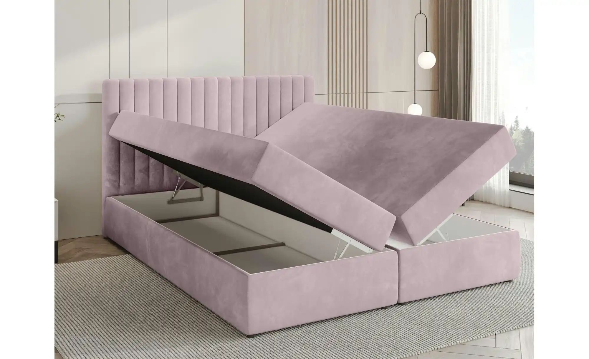 Boxbett mit Bettkasten und Topper Drayton ¦ rosa/pink ¦ Maße (cm): B: 160 H günstig online kaufen