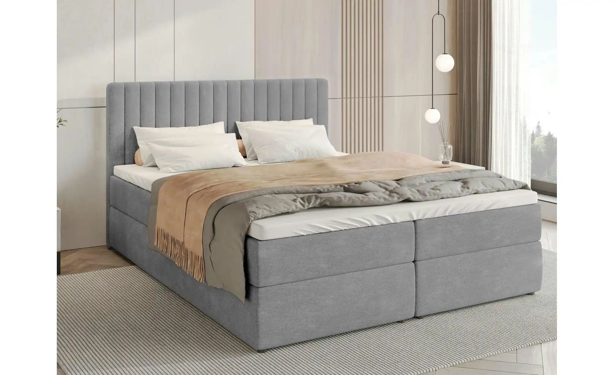 Boxbett mit Bettkasten und Topper Drayton ¦ grau ¦ Maße (cm): B: 160 H: 102 günstig online kaufen