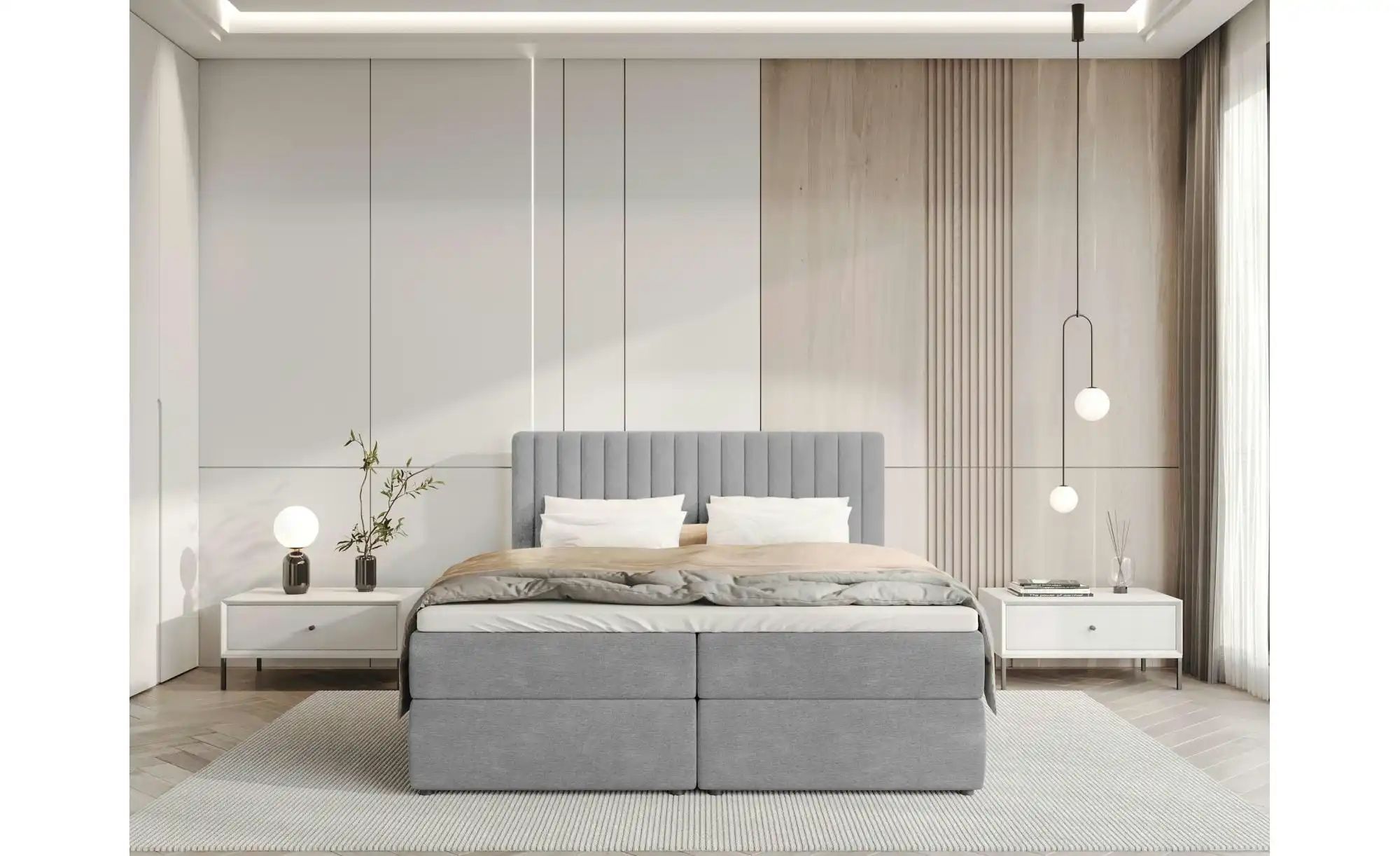 Thumbnail - Boxbett mit Bettkasten und Topper Drayton ¦ grau ¦ Maße (cm): B: 160 H: 102 Betten > Polsterbetten - Höffner