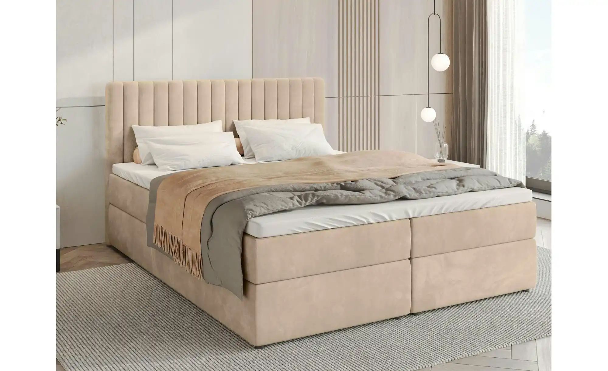 Boxbett mit Bettkasten und Topper Drayton ¦ beige ¦ Maße (cm): B: 160 H: 10 günstig online kaufen