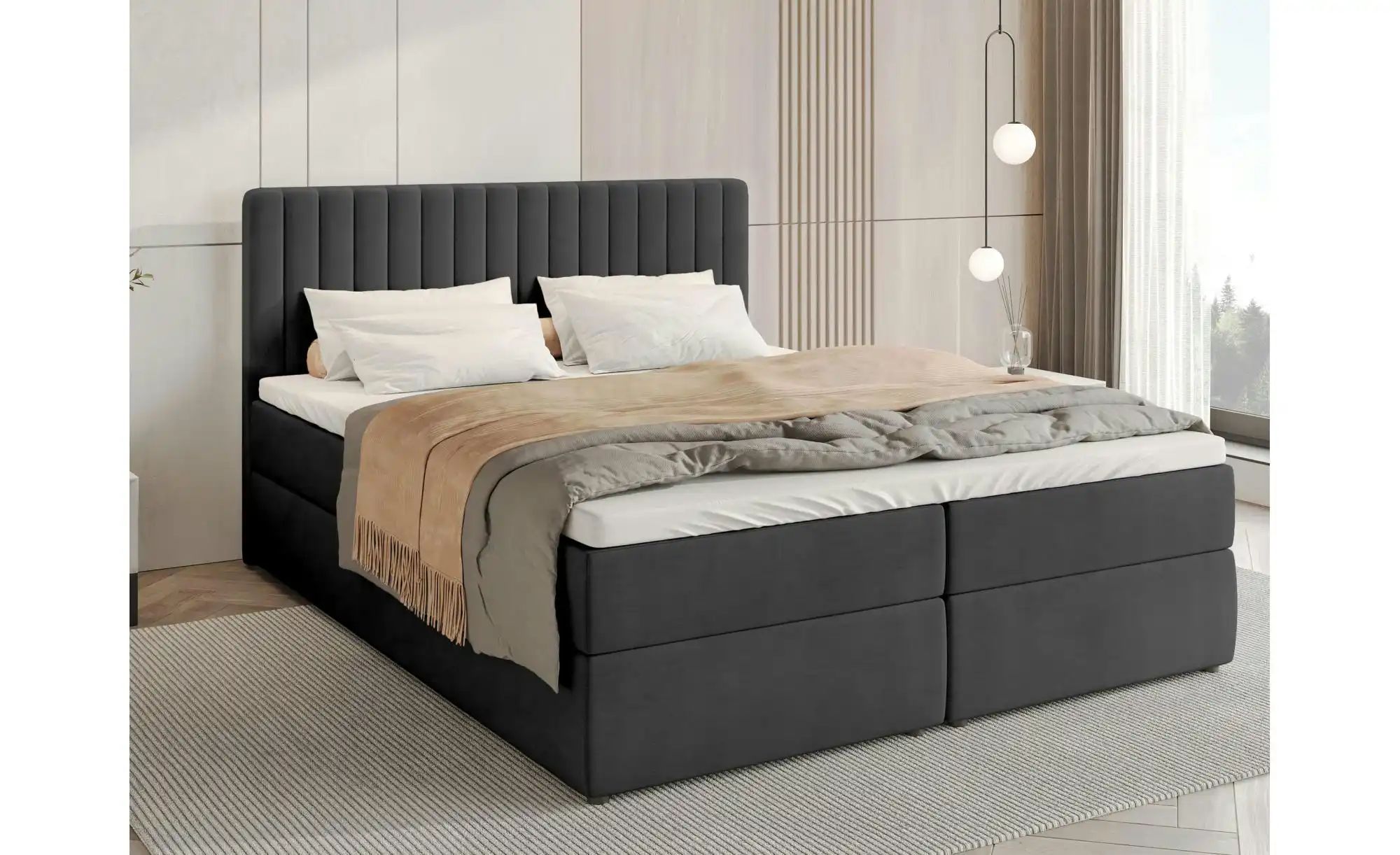 Thumbnail - Boxbett mit Bettkasten und Topper Drayton ¦ schwarz ¦ Maße (cm): B: 160 H: 102 Betten > Polsterbetten - Höffner