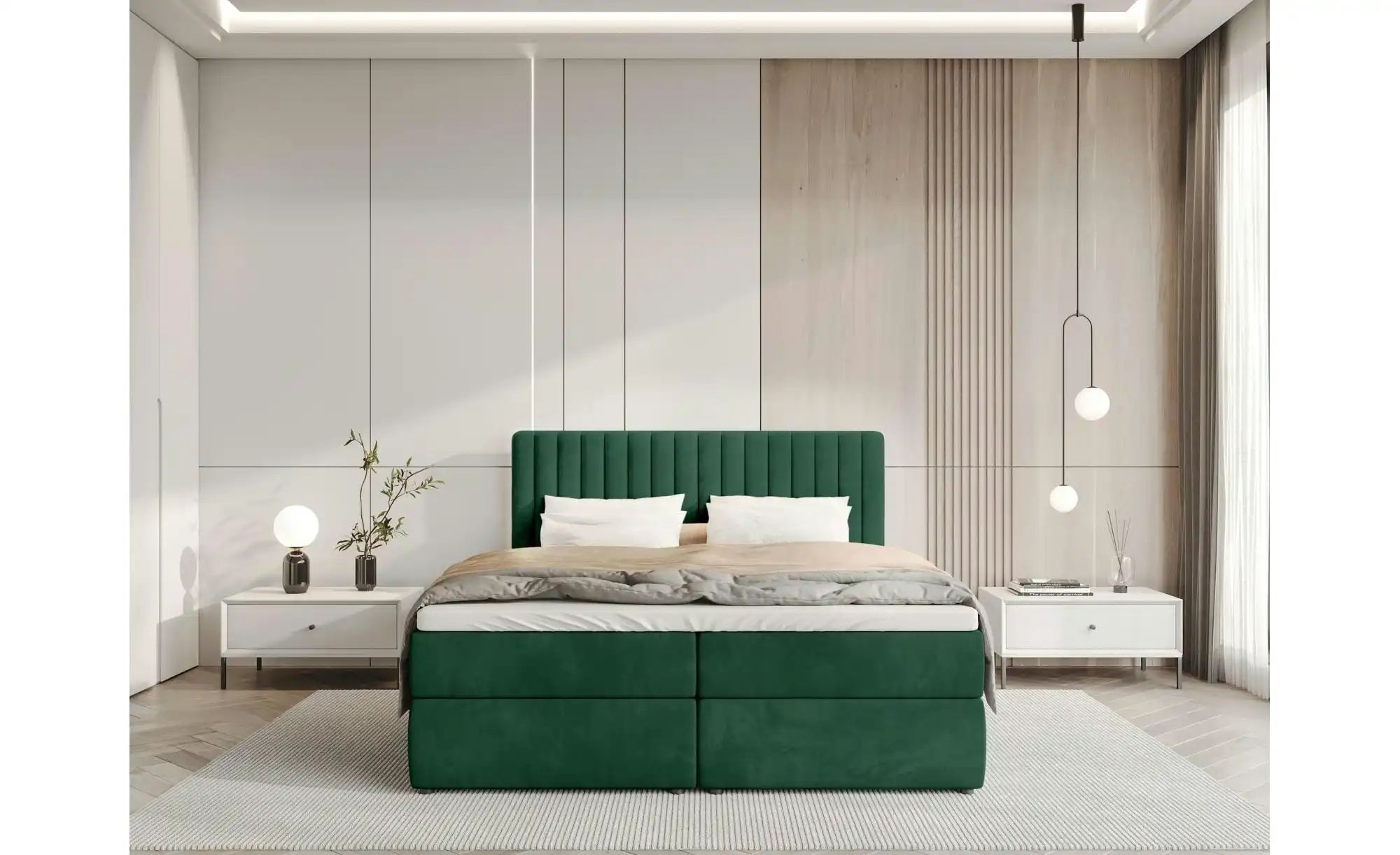 Thumbnail - Boxbett mit Bettkasten und Topper Drayton ¦ grün ¦ Maße (cm): B: 160 H: 102 Betten > Polsterbetten - Höffner