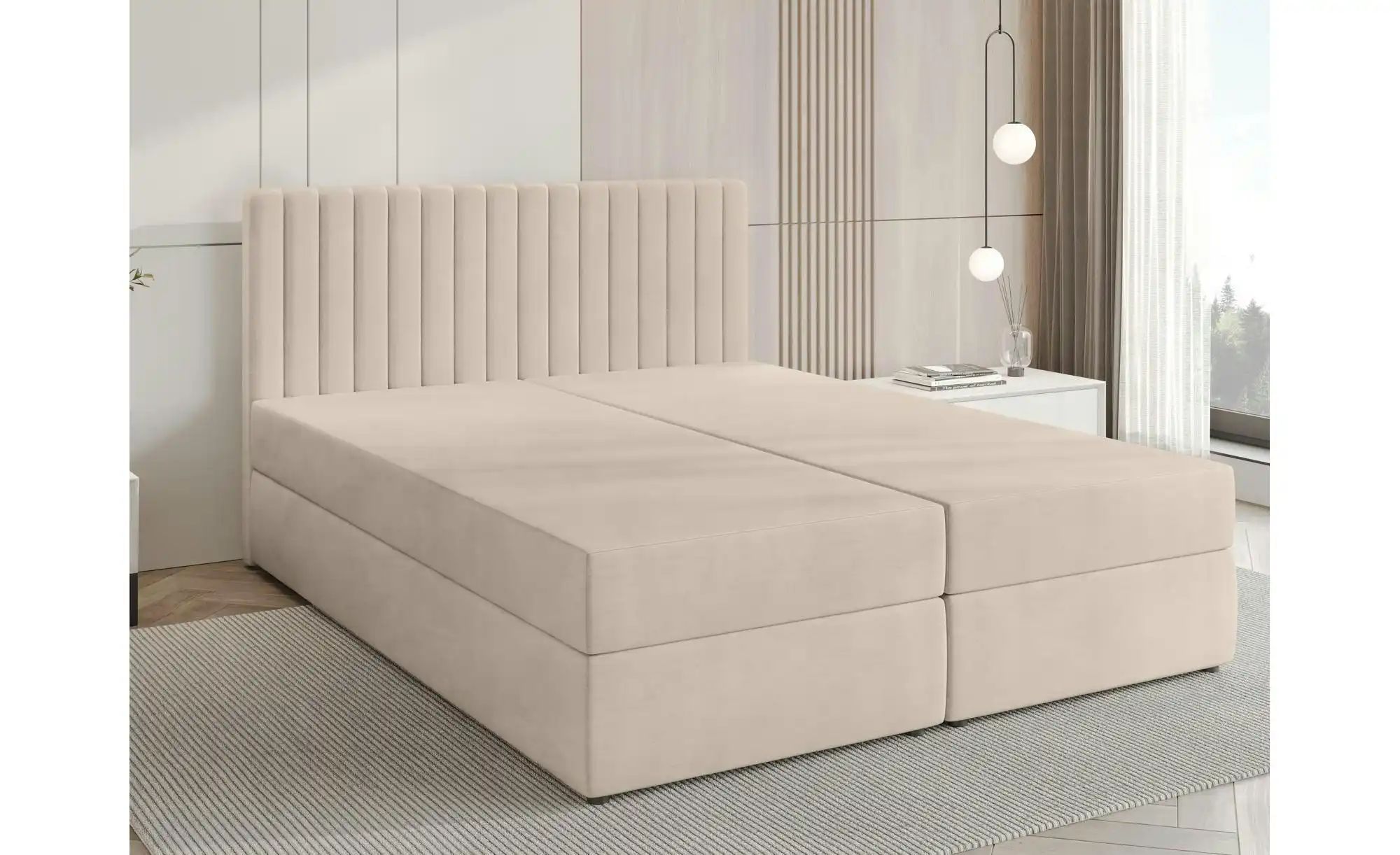 Thumbnail - Boxbett mit Bettkasten und Topper Drayton ¦ beige ¦ Maße (cm): B: 160 H: 102 Betten > Polsterbetten - Höffner