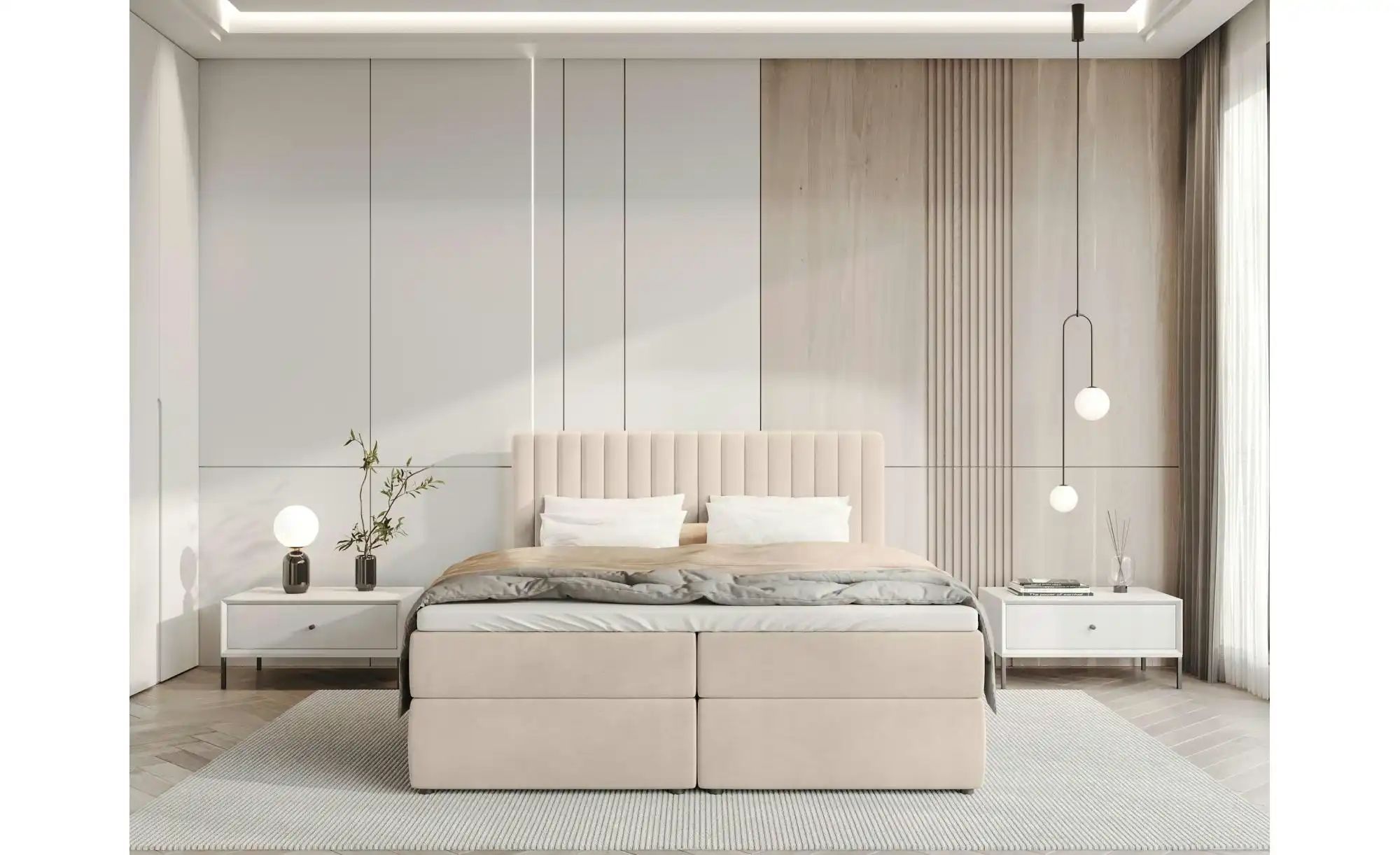 Thumbnail - Boxbett mit Bettkasten und Topper Drayton ¦ beige ¦ Maße (cm): B: 160 H: 102 Betten > Polsterbetten - Höffner