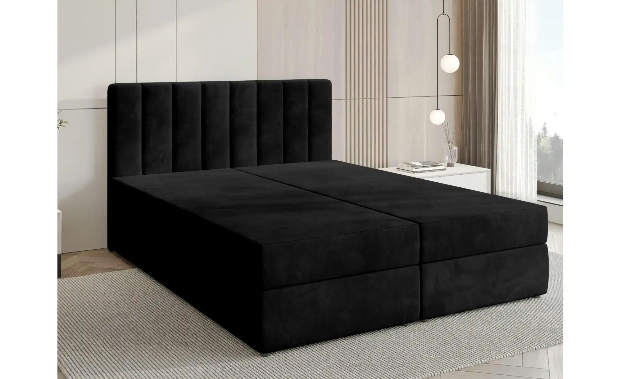 Thumbnail - Boxbett mit Stauraum und Topper Devora ¦ schwarz ¦ Maße (cm): B: 160 H: 102 Betten > Polsterbetten - Höffner