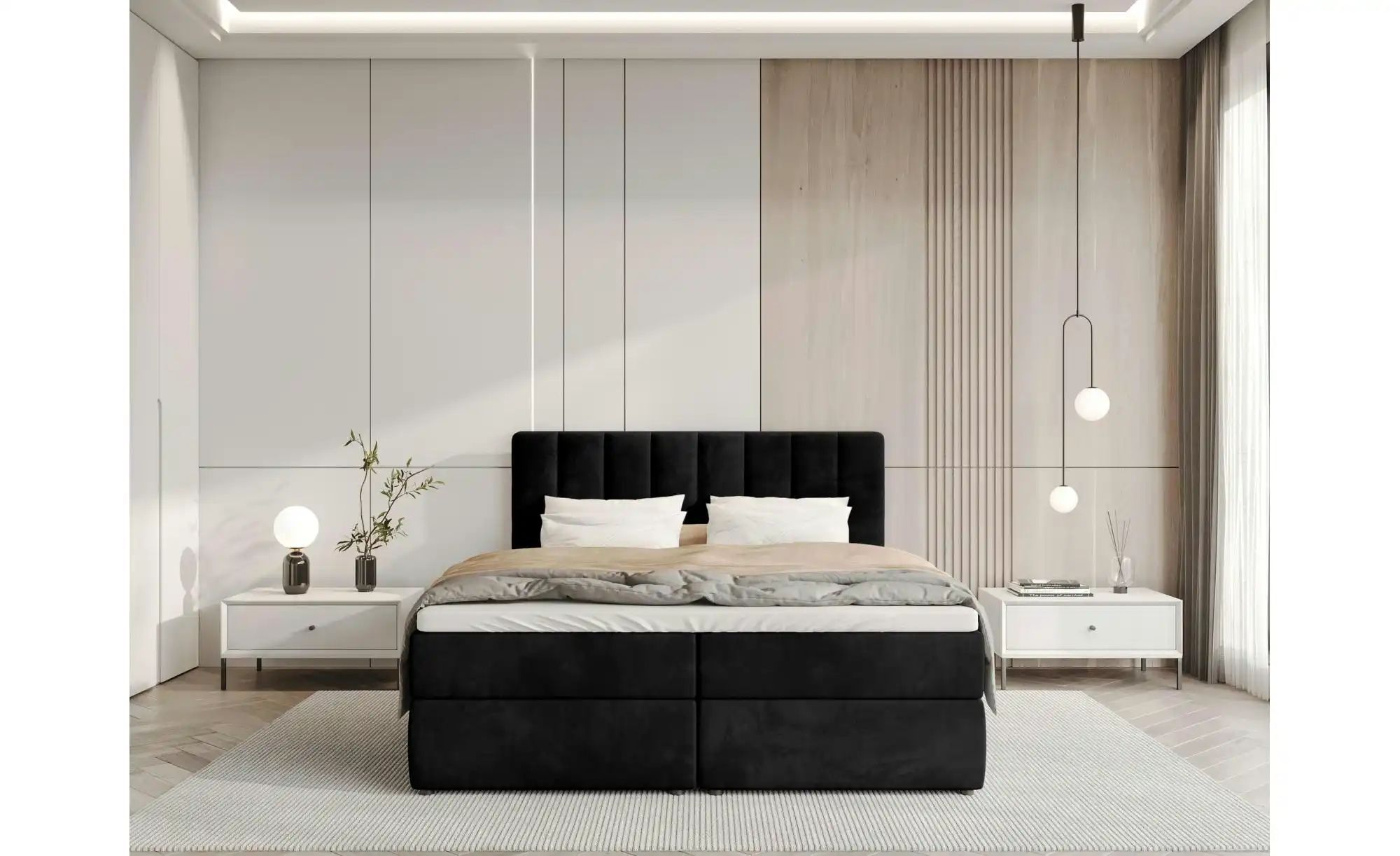 Thumbnail - Boxbett mit Stauraum und Topper Devora ¦ schwarz ¦ Maße (cm): B: 160 H: 102 Betten > Polsterbetten - Höffner